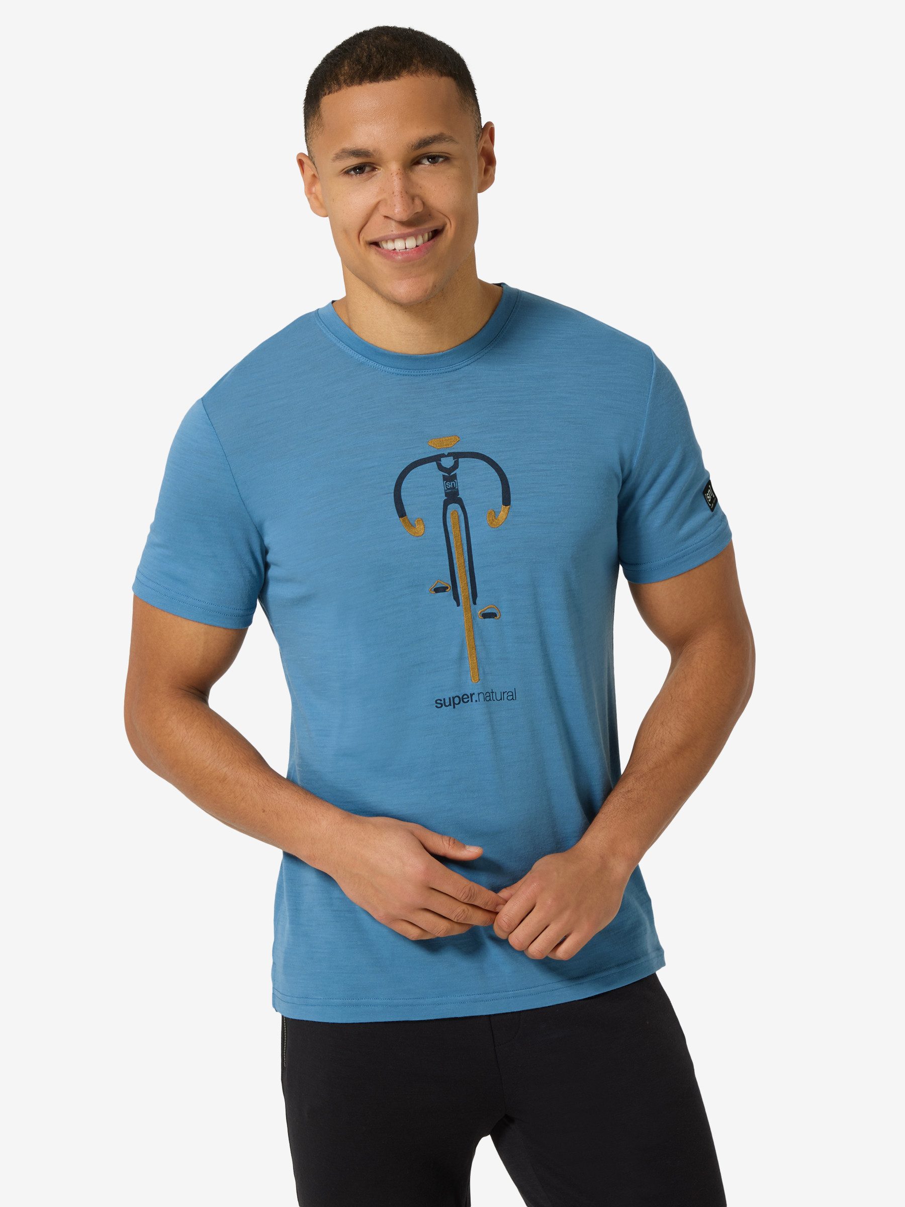 SUPER.NATURAL Print-Shirt für Herren, Merino VINTAGE BIKE TEE Bike Motivation Motiv, atmungsaktiv