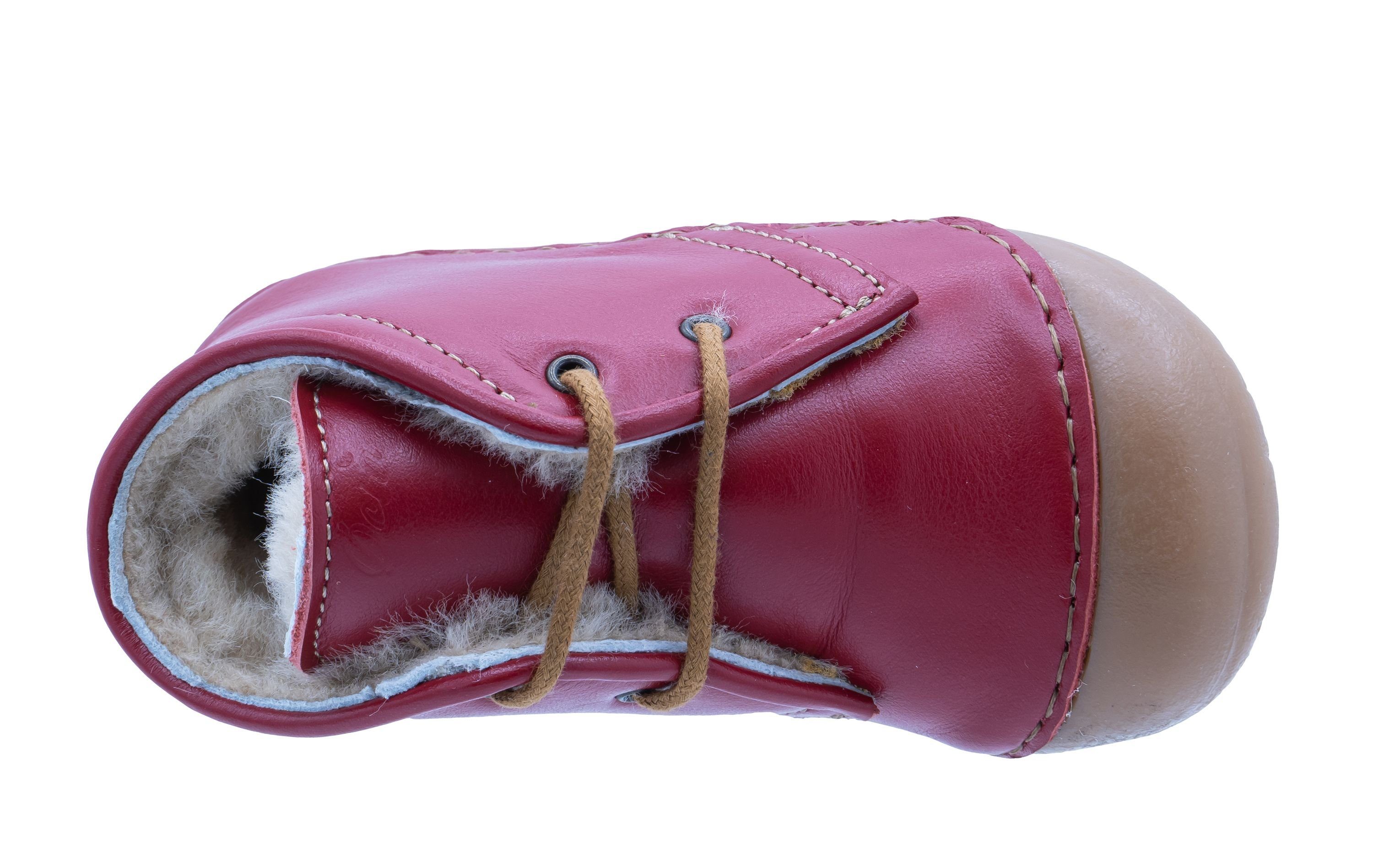 Ocra Ocra Schuhe Lauflernschuhe mit geg. Schnürstiefelette pflanz. A330 Lammfell rot