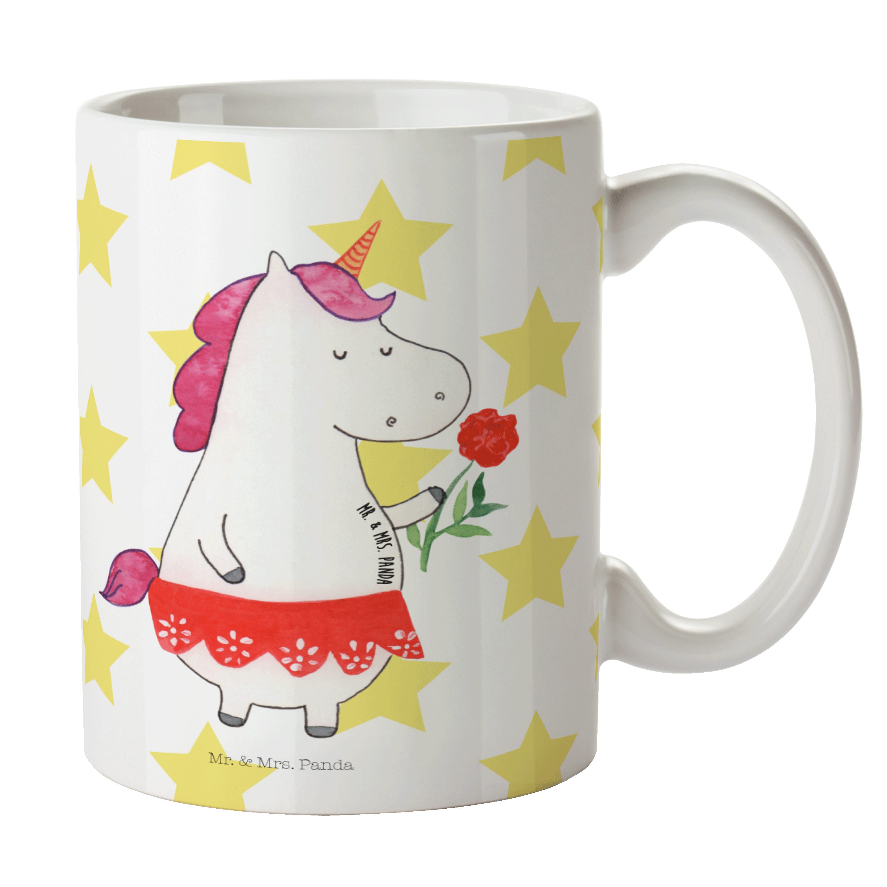 Tasse Mrs. Unicorn, Mr. Dame Einhorn Tasse, - Tasse - Keramik Kaffee, Weiß Sprüche, Panda Geschenk, &