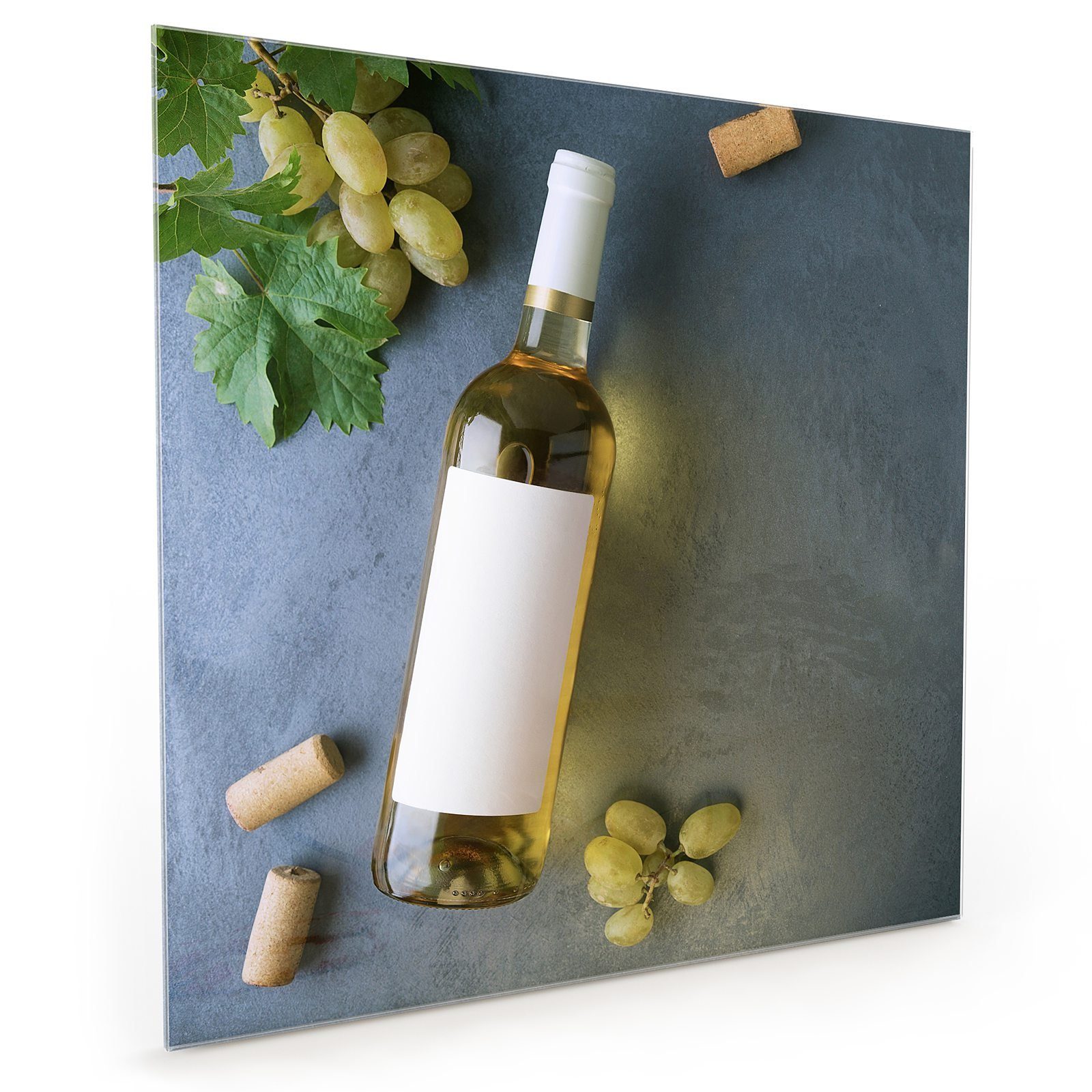 Primedeco Küchenrückwand Küchenrückwand Spritzschutz Glas mit Motiv Flasche Weisswein