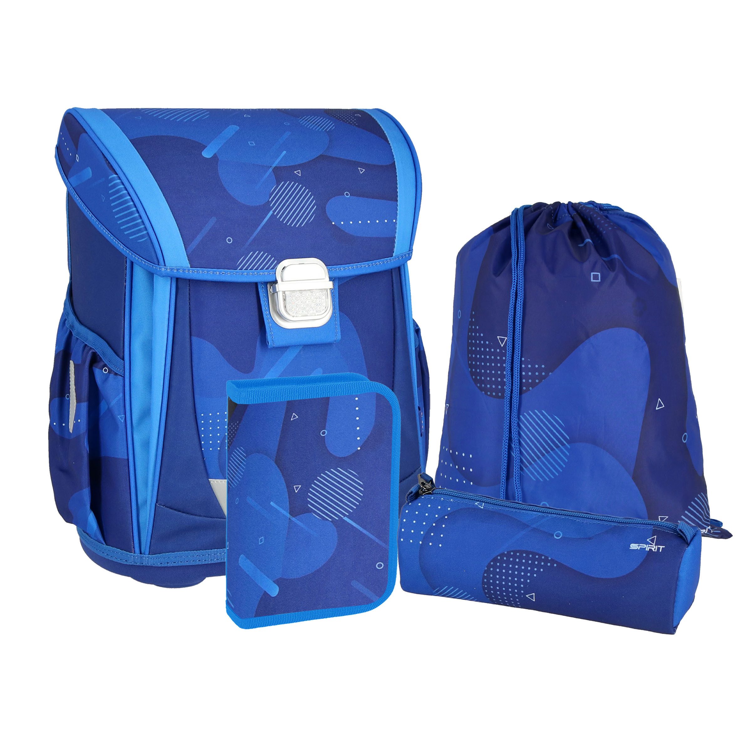 Spirit Schulranzen SPIRIT Schulranzen Set BLUE Cloud 4 teilig Serie COOL