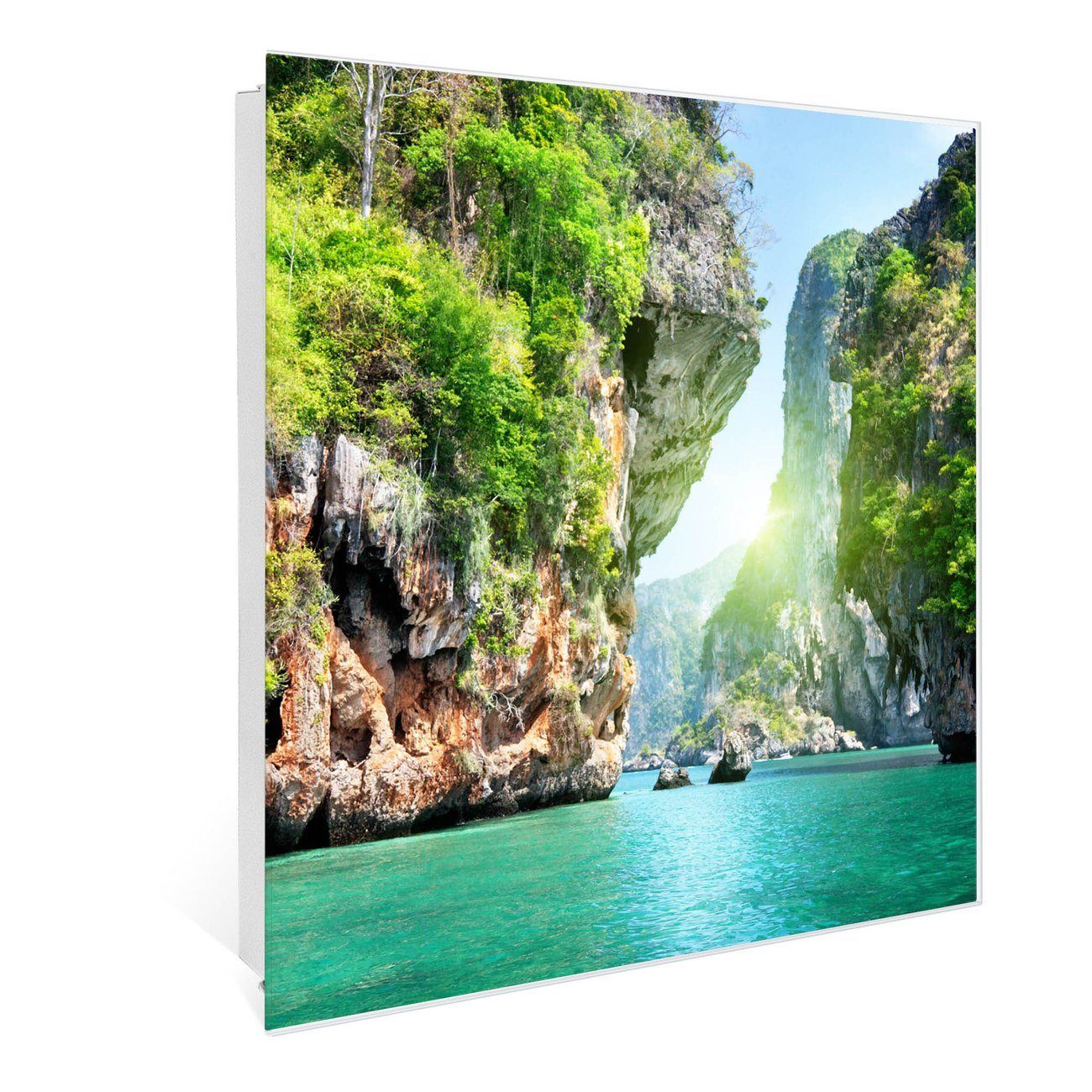 banjado Schlüsselkasten Glas Versteckte Bucht (Stahl Gehäuse, mit 50 Haken), 30 x 30 x 5 cm