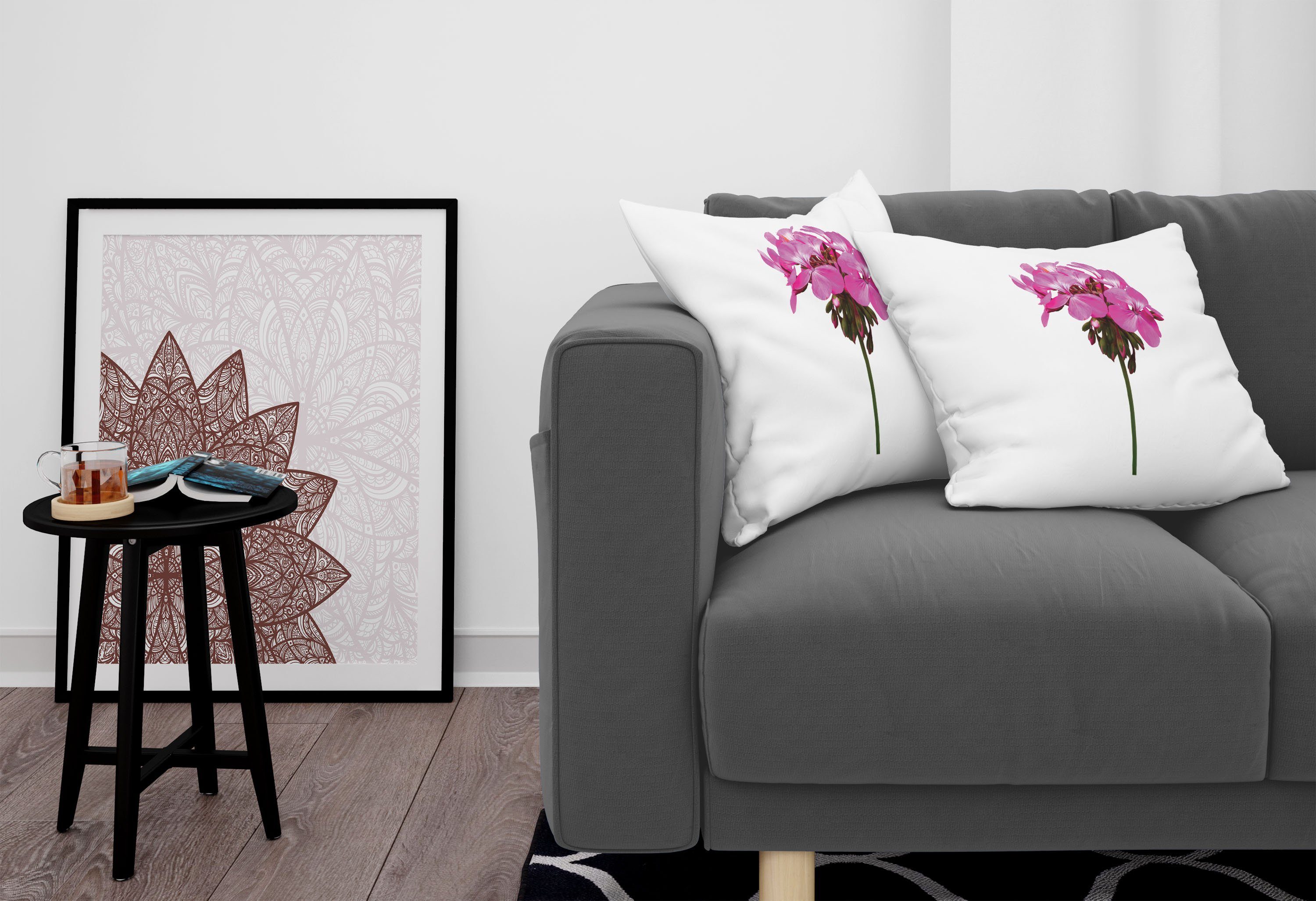 Kissenbezüge Modern Accent Doppelseitiger Digitaldruck, (2 Close Abakuhaus up Blumen Pelargonien Stück), Foto von