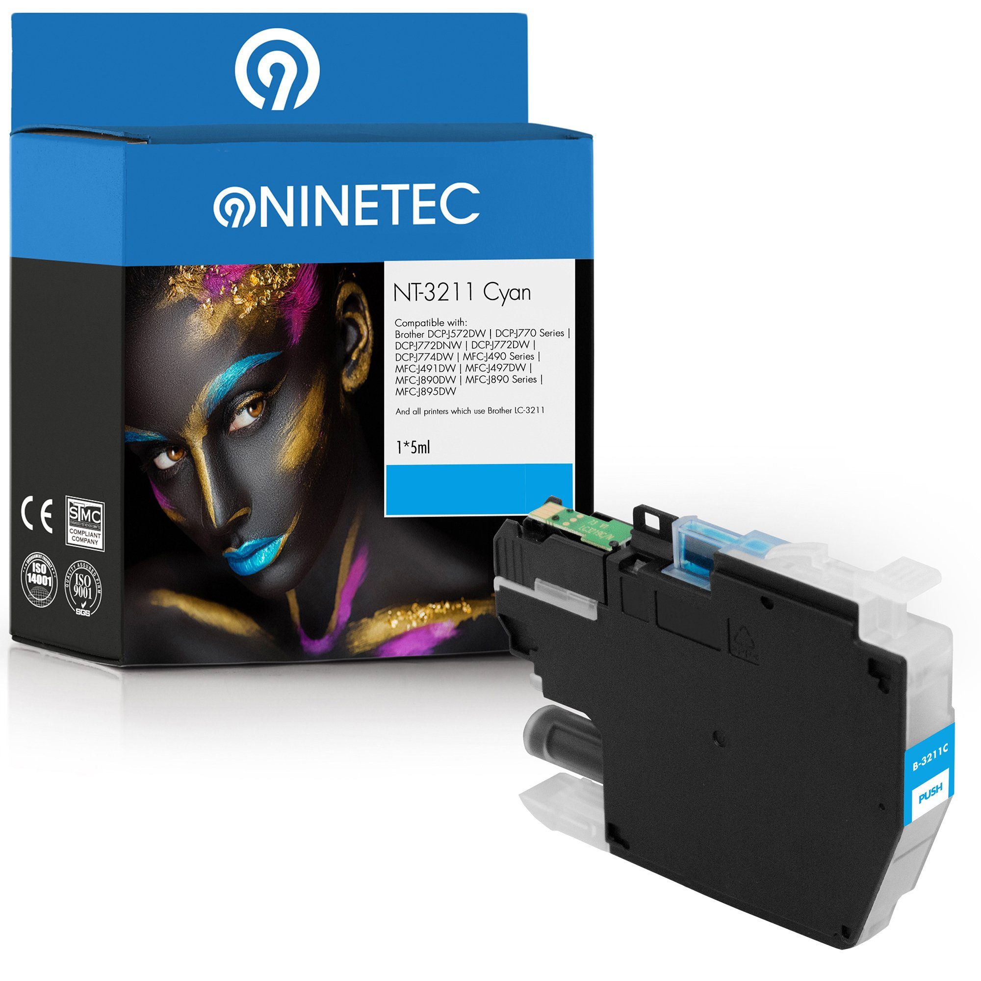 NINETEC ersetzt Brother LC-3211 LC3211 Cyan Tintenpatrone