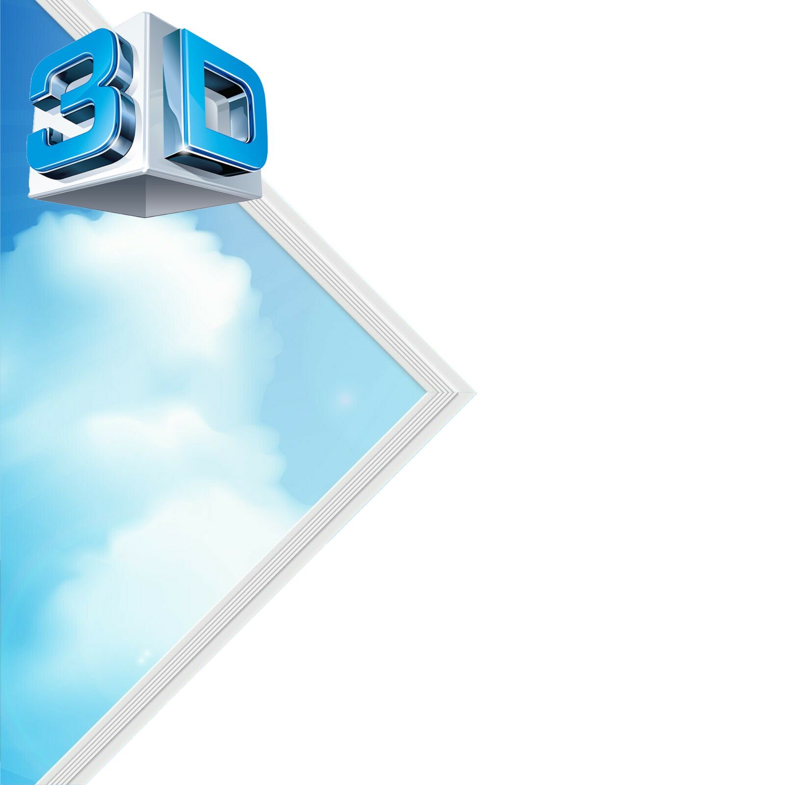 Lecom LED Panel 3D LED Panel Deckenleuchte Slim Panel einbaupanel, 62x62 cm 3D-Bild blauer Himmel mit weißen Wolken Effekt