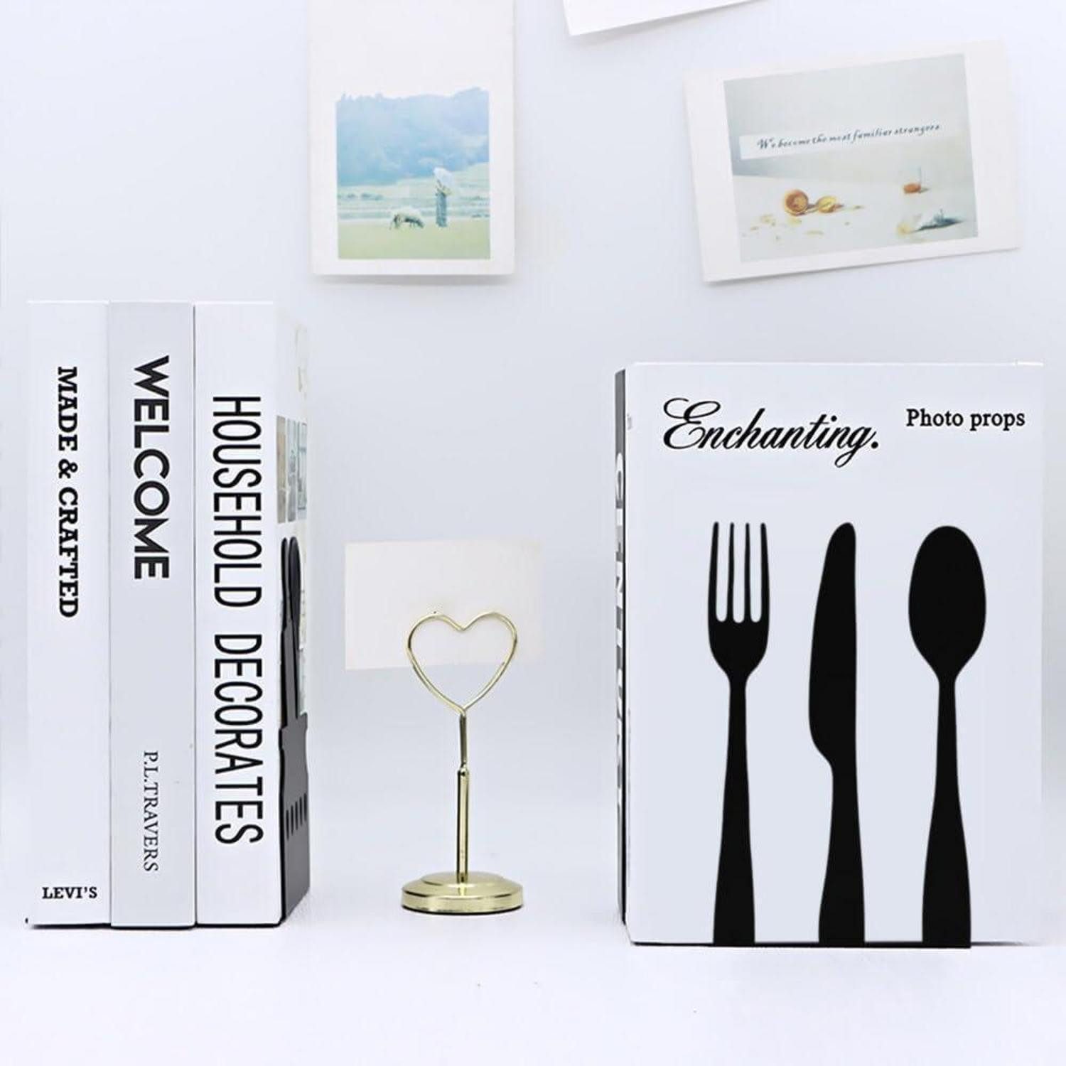 LuxusKollektion Buchstütze Buchstütze 2er Set Metall Schwarz Besteck Design Bücherhalter Regal