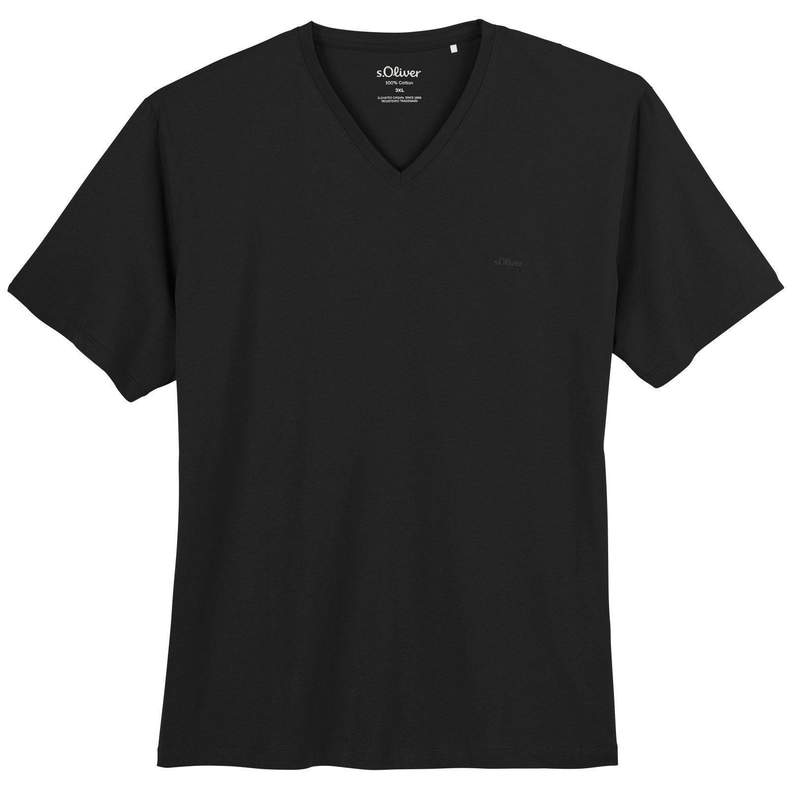 s.Oliver V-Shirt s.Oliver Übergrößen Basic-T-Shirt schwarz V-Neck
