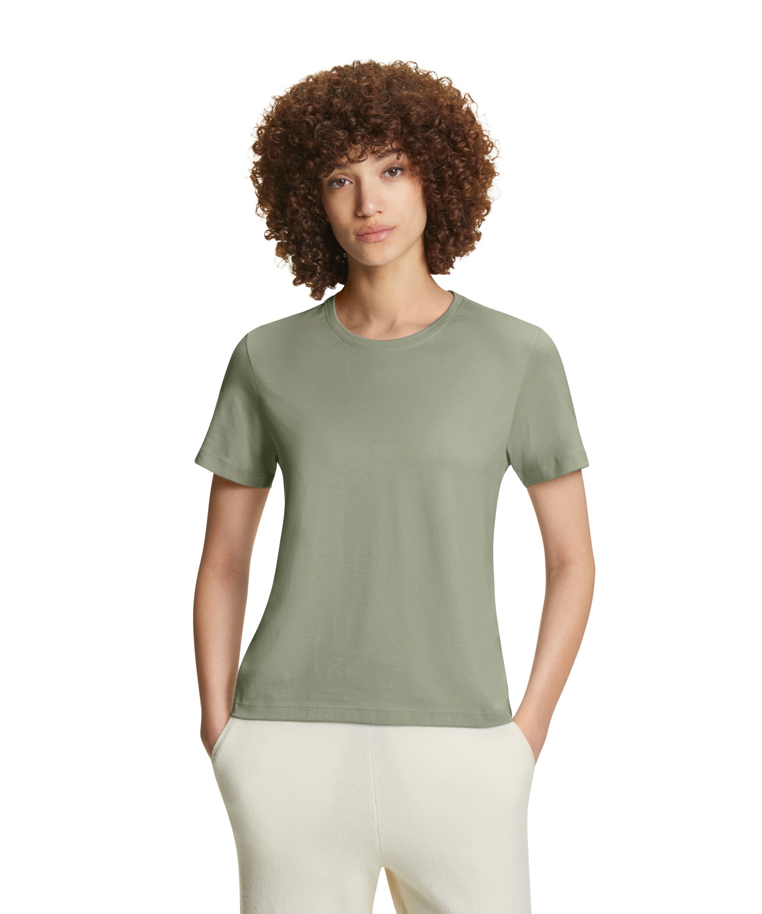 (1-tlg) aus grey Pima-Baumwolle FALKE T-Shirt hochwertiger (7180) frosty