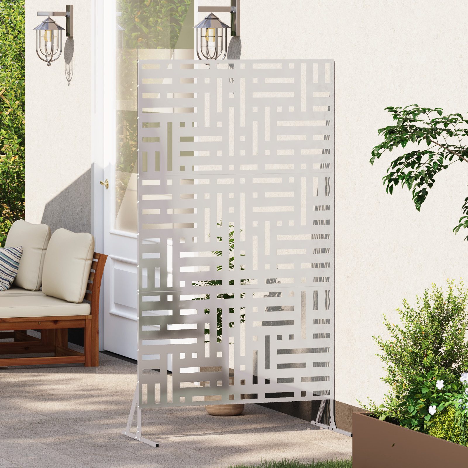 vidaXL Gartenzaun Sichtschutz 180 cm Edelstahl, günstig online kaufen