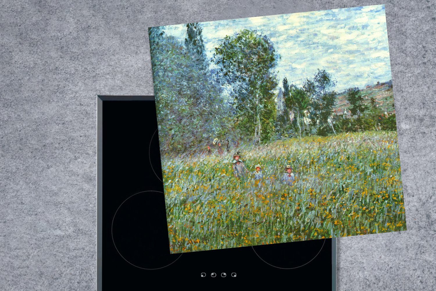 küche Wiese Claude Ceranfeldabdeckung, Arbeitsplatte Monet, Herdblende-/Abdeckplatte tlg), - Vinyl, cm, MuchoWow Die (1 für 78x78