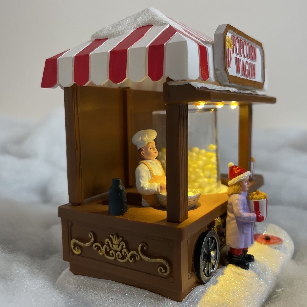 Popcornstand Weihnachtsdorf LED Beleuchtung,Musik,bewegendens Popcorn mit e4fun