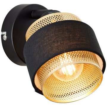 Brilliant Wandleuchte Grove, Grove Wandspot schwarz gold Metall/Holz schwarz 1x D45, E14, 28 W