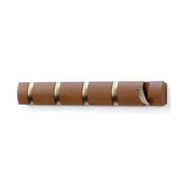 Umbra Garderobenhaken Flip 5, 51 cm, aus Holz, 5 bewegliche Haken, Garderobenleiste