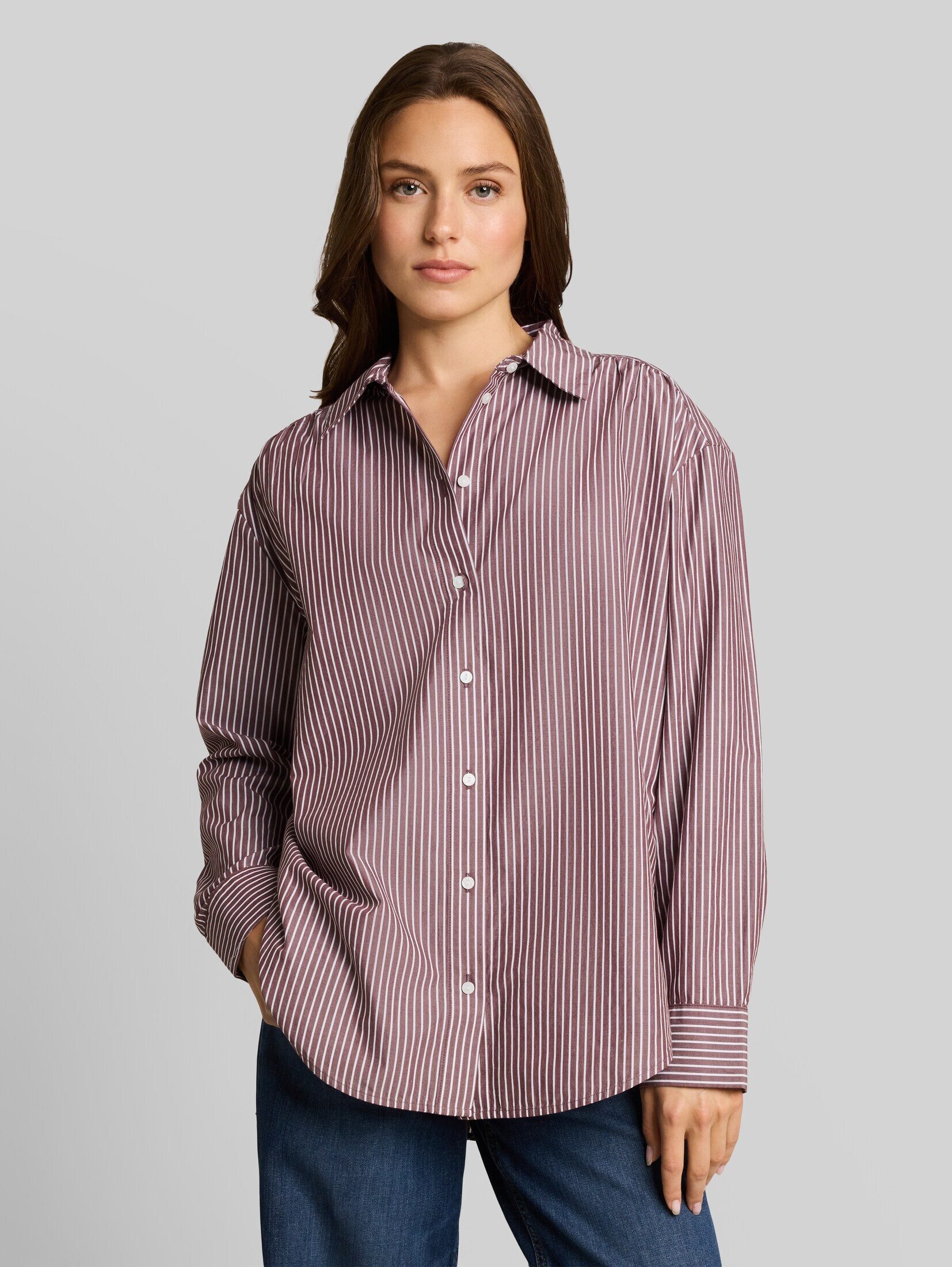 TOM TAILOR Langarmbluse Blusen & Shirts Loose Fit Popeline Hemdbluse