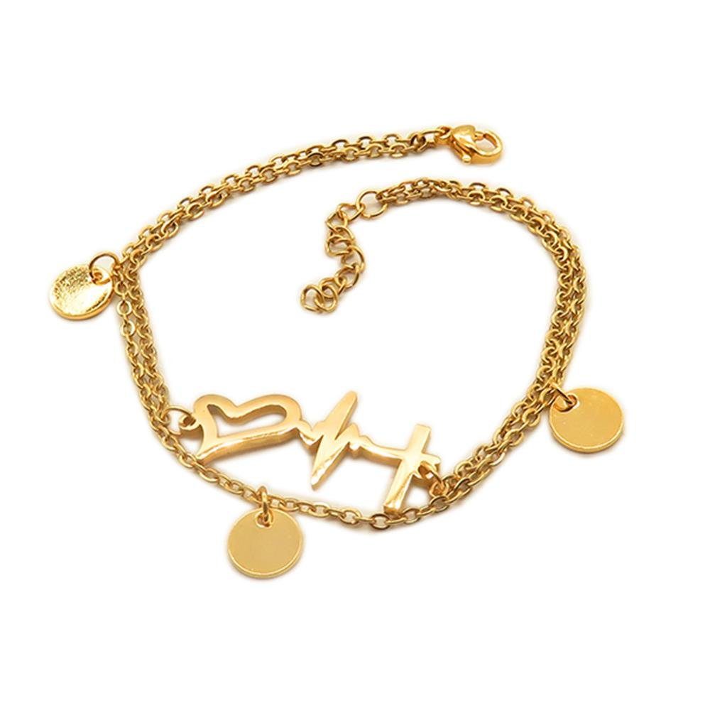 gold (1 Armband, Bettelarmband aus Heartbeat BUNGSA Damen Herzen Bracelet und 1-tlg), Armband Armschmuck Edelstahl