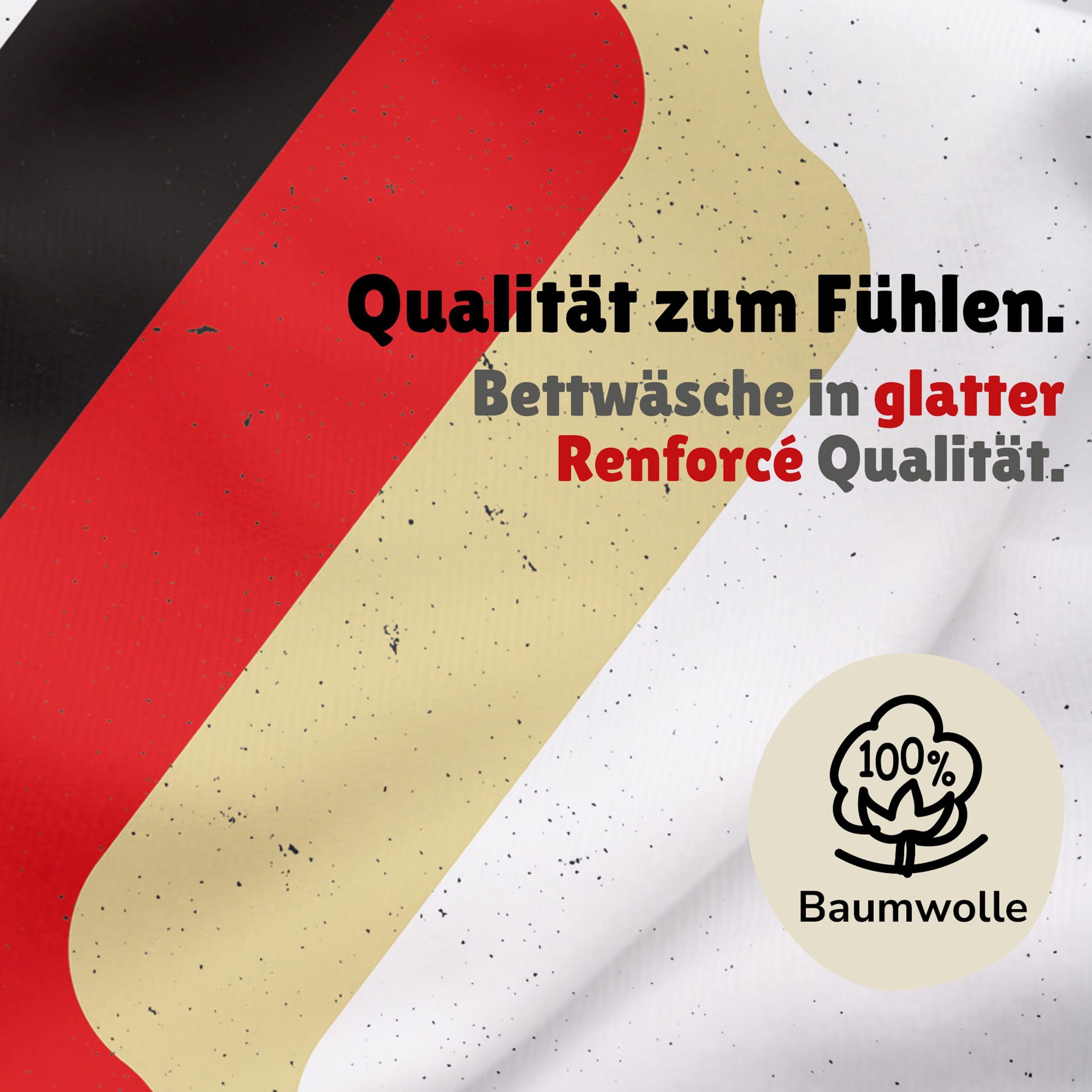 Deutscher Fußball-Bund Bettwäsche Offizielle DFB Bettwäsche, Set 2-teilig, Baumwolle, 135x200 80x80 cm, Renforcé, 2 teilig, mit Querstreifen in Deutschland Farben