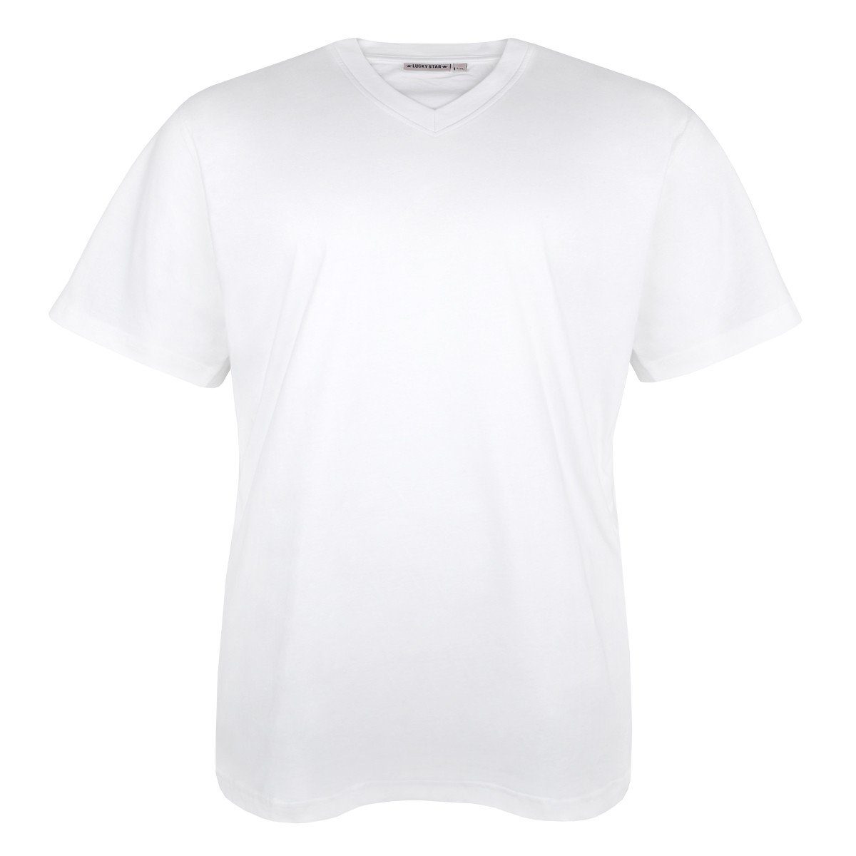 Lucky Star V-Shirt Übergrößen T-Shirt weiß mit V-Ausschnitt von Lucky Star