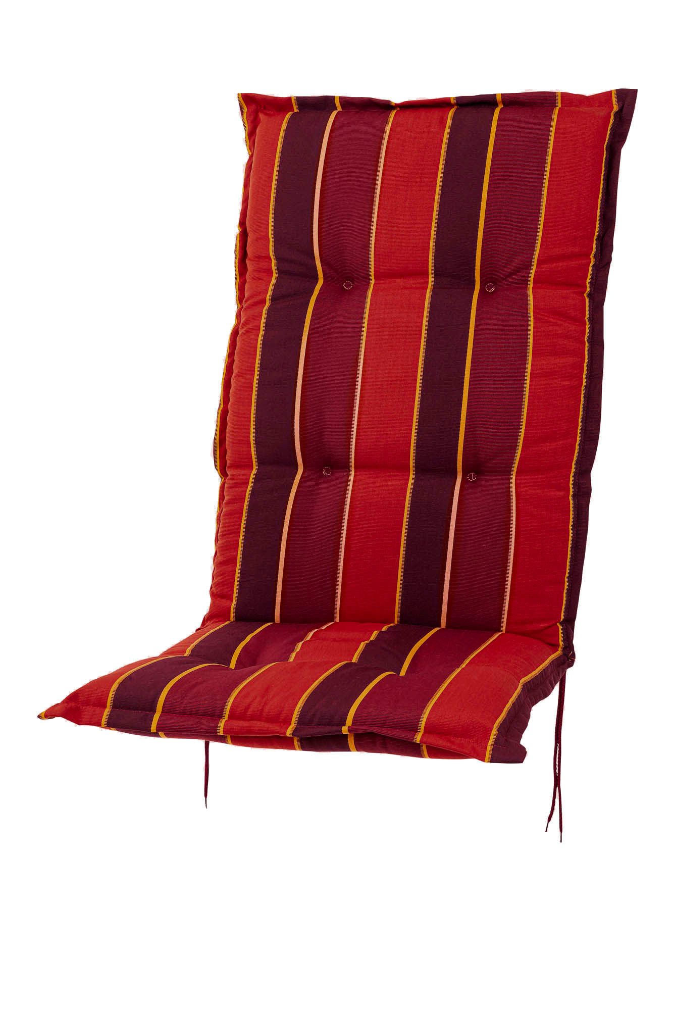 Sun Garden Hochlehnerauflage Hochlehner Naxos 20208-3 terracotta-rot gestreift118x49x6 cm SG, (1 St), Halteband verstellbar mit Bindebändern