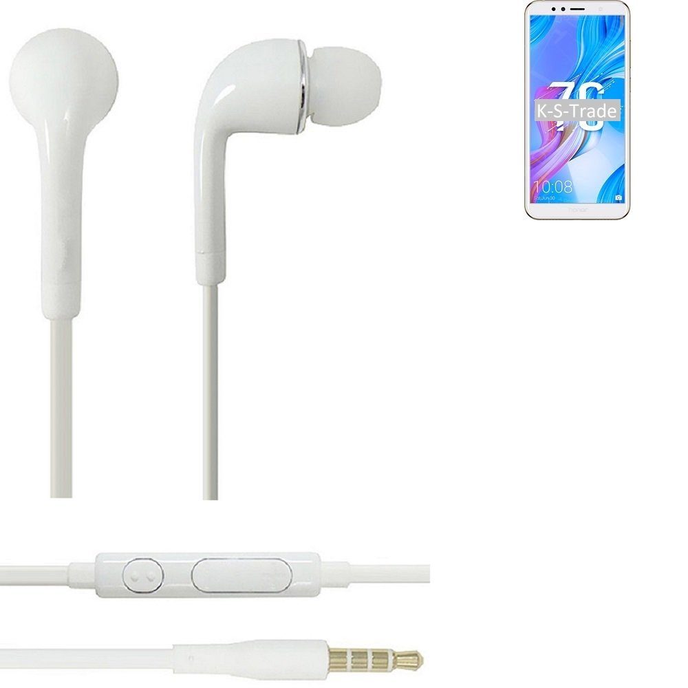 K-S-Trade für Huawei Mikrofon (Kopfhörer u 7C AUM-L41 Honor mit Headset In-Ear-Kopfhörer 3,5mm) Lautstärkeregler weiß