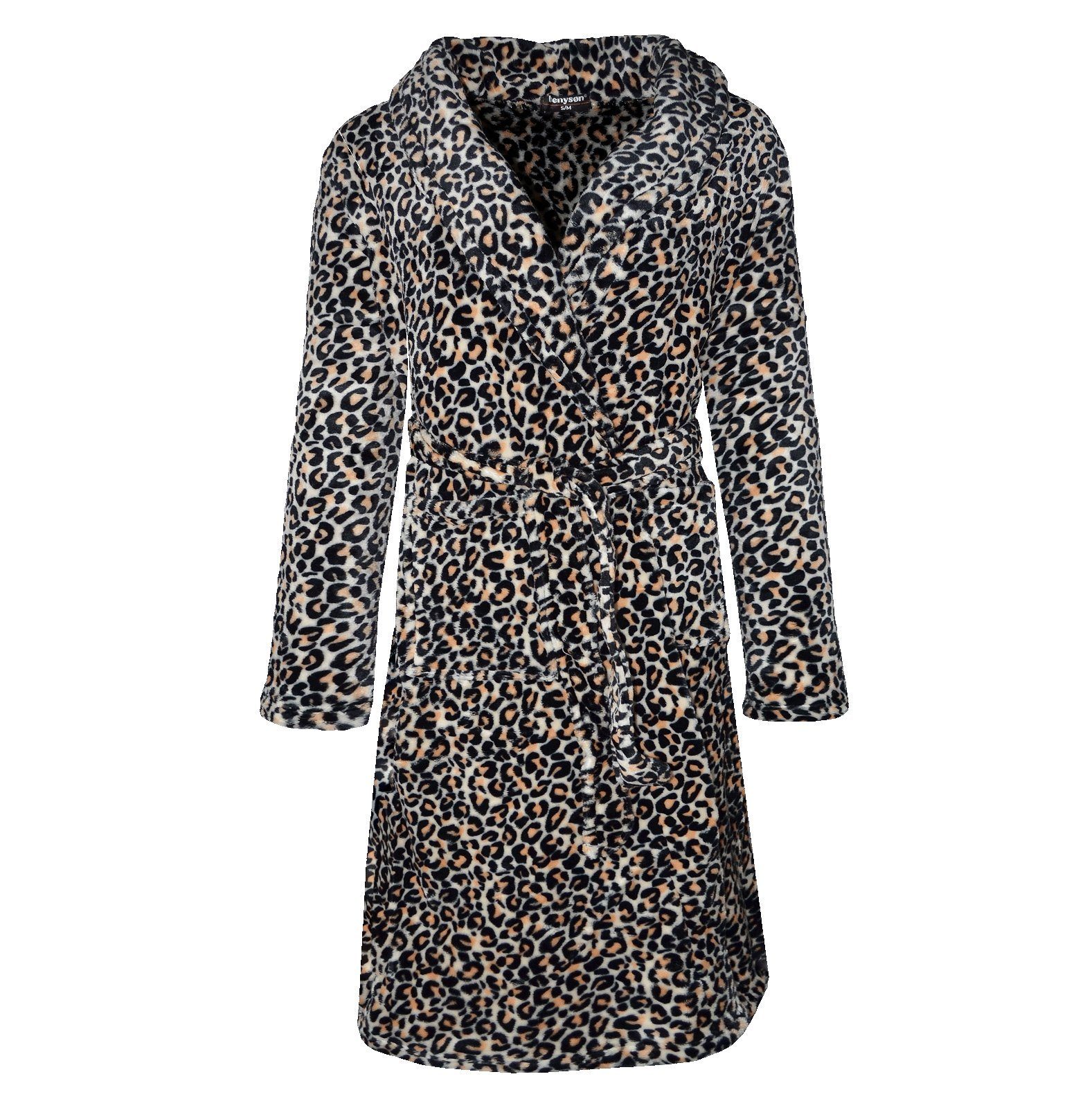 Rungassi Bademantel Leo Fleece Damen & Herren Bademantel Morgenmantel mit Schalkragen