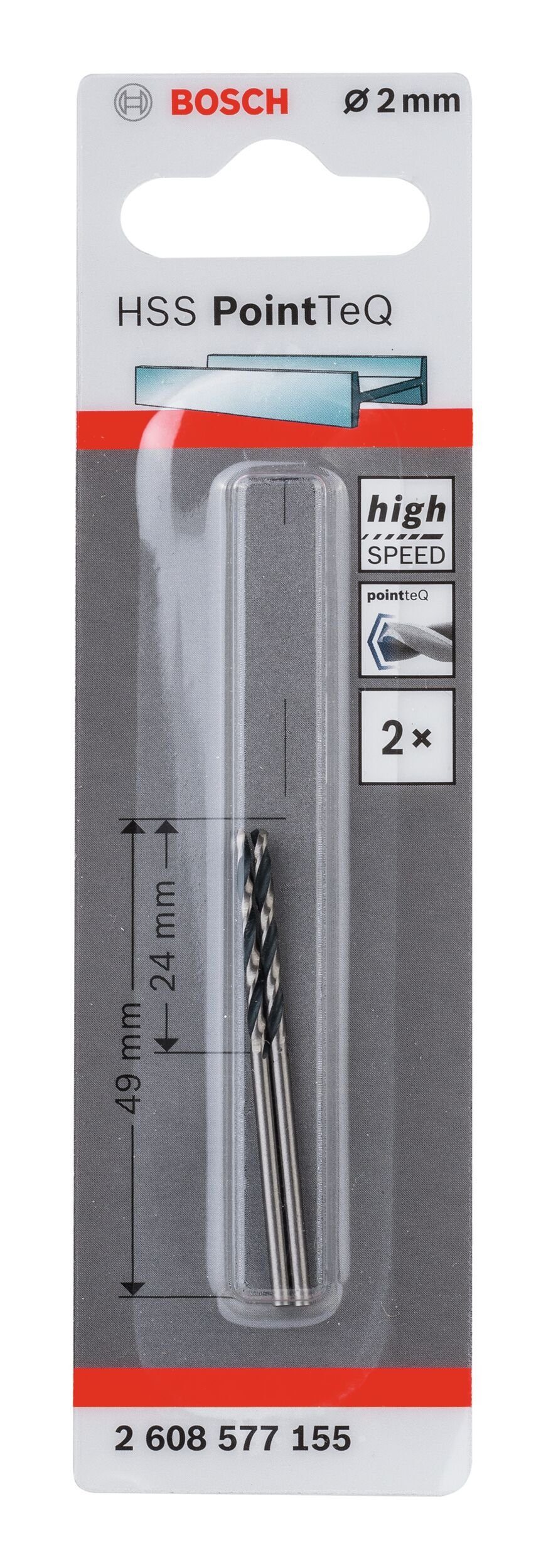 mm (2 Stück), HSS 338) - 2 2er-Pack - Metallbohrer, Metallspiralbohrer PointTeQ BOSCH (DIN