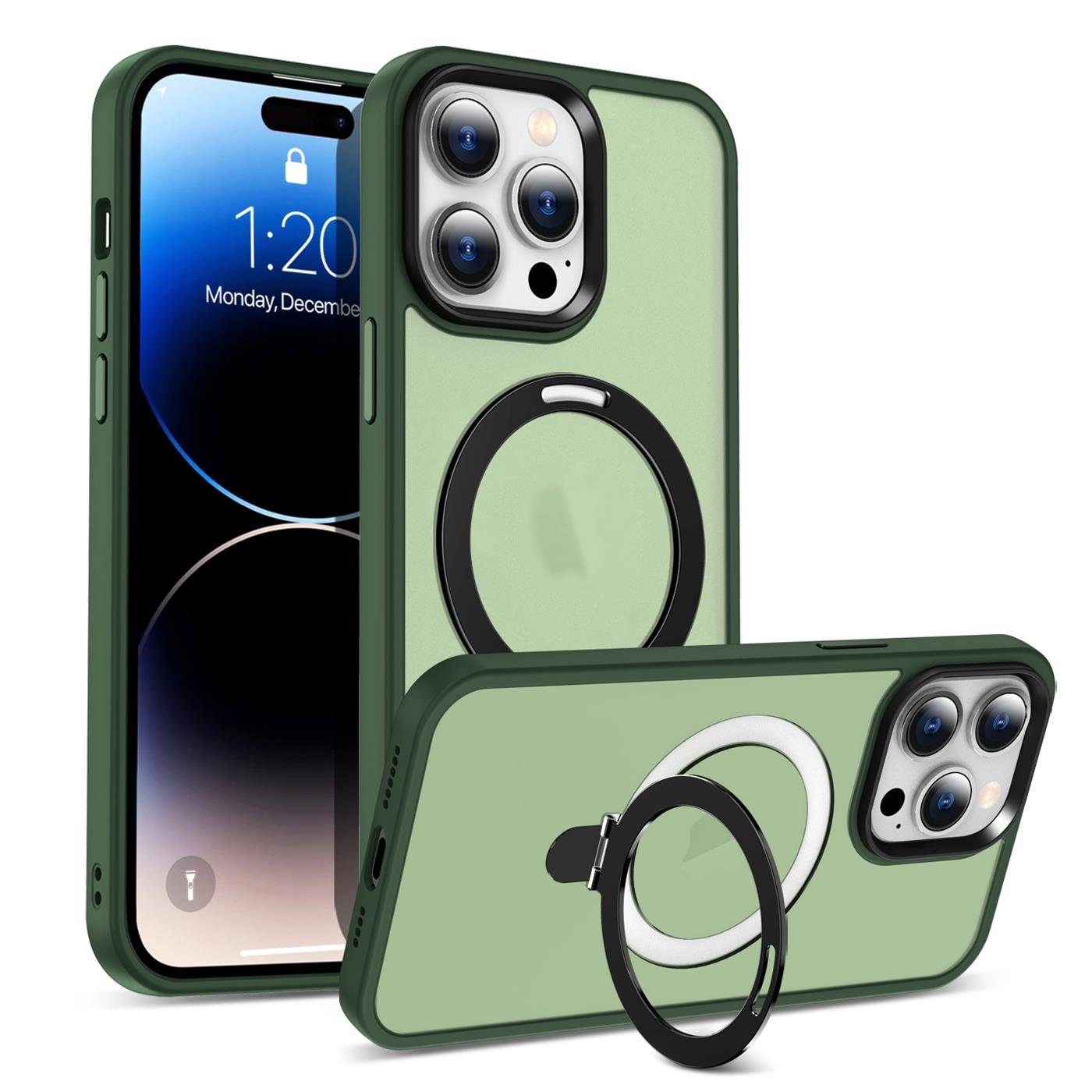 CoolGadget Handyhülle Hybrid Luxury Handy Case für iPhone 14 Pro Max 6,7 Zoll, Hülle Massiv Metallring aufklappbar Schutzhülle für Magsafe Zubehör