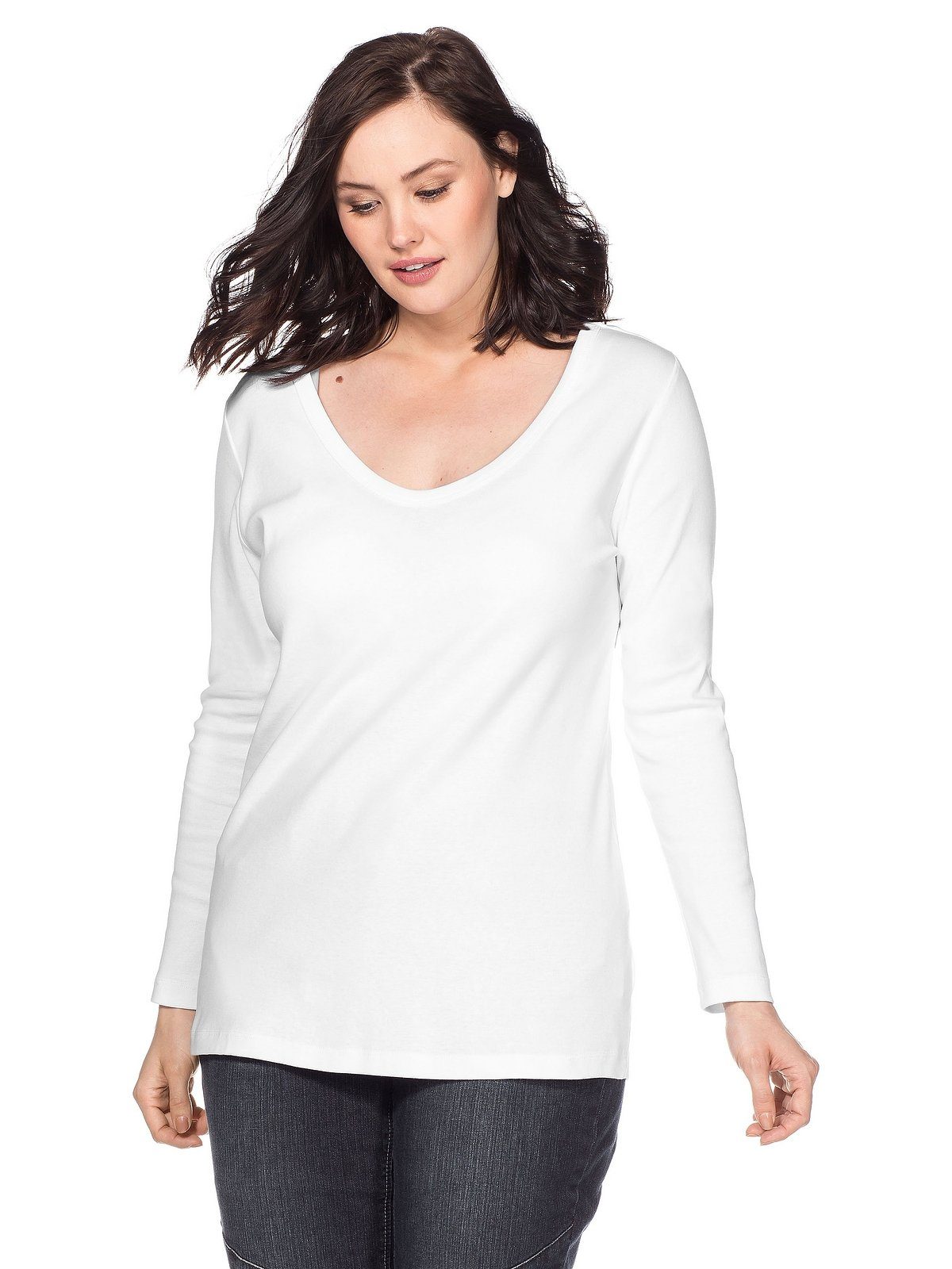 Sheego Langarmshirt Große Größen aus Baumwolle. Reduzierter Preis € 29,99. Unverbindliche Preisempfehlung € 36,99