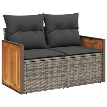 vidaXL Gartenlounge-Set 9-tlg. Garten-Sofagarnitur mit Kissen Grau Poly Rattan, (1-tlg)