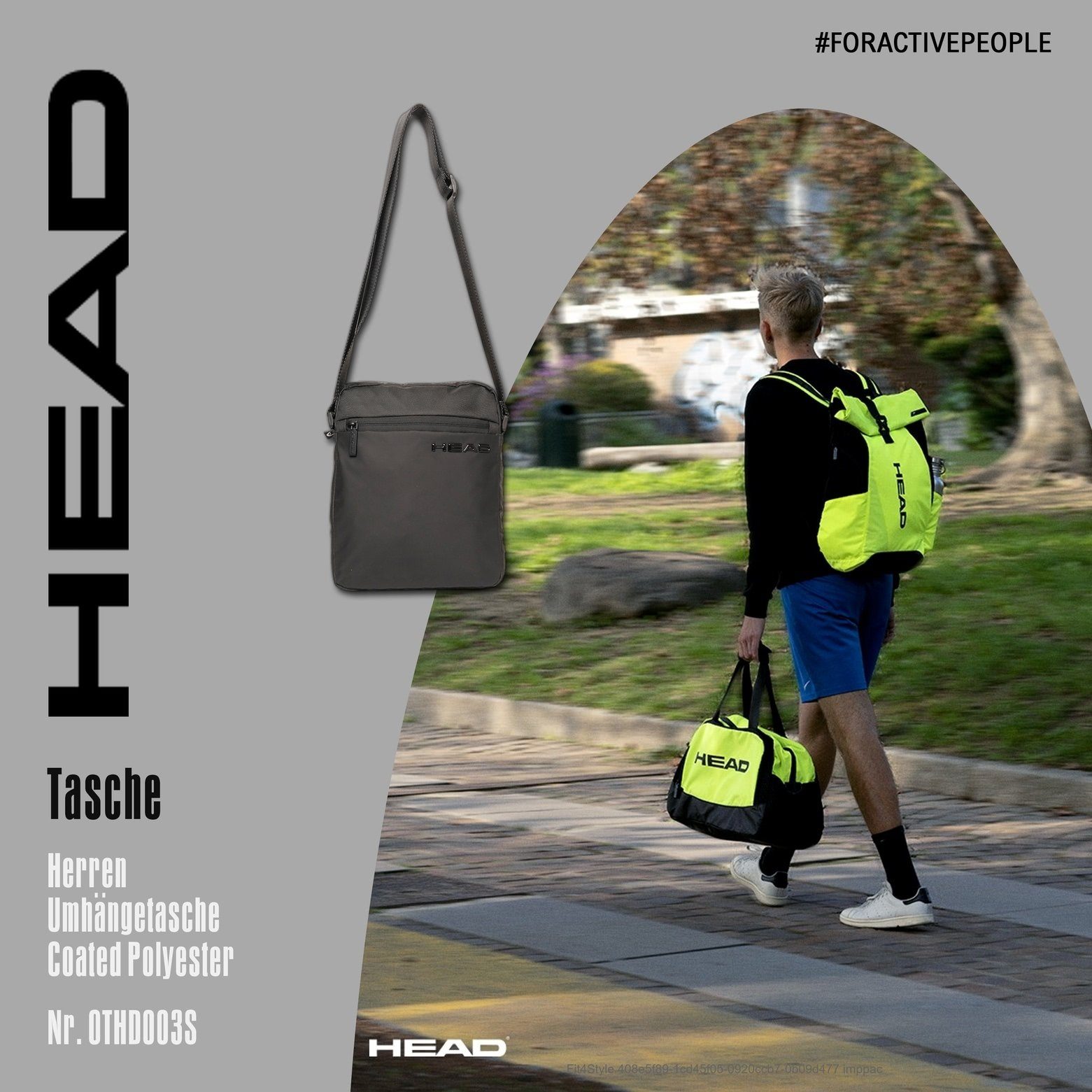 Head Schultertasche Head Umhängetasche Polyester schwarz (Umhängetasche), Umhängetasche Coated Polyester, schwarz ca. 26,55cm hoch
