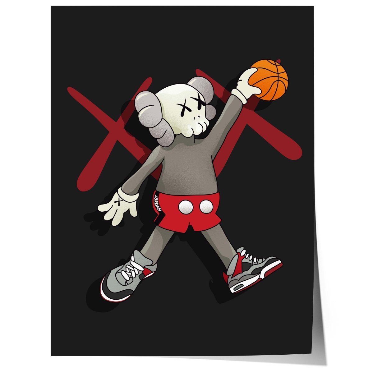 JUSTGOODMOOD Poster Street Art Basketball Figur Urban Graffiti Charakter Pop Art Sport Sti, (1 St)