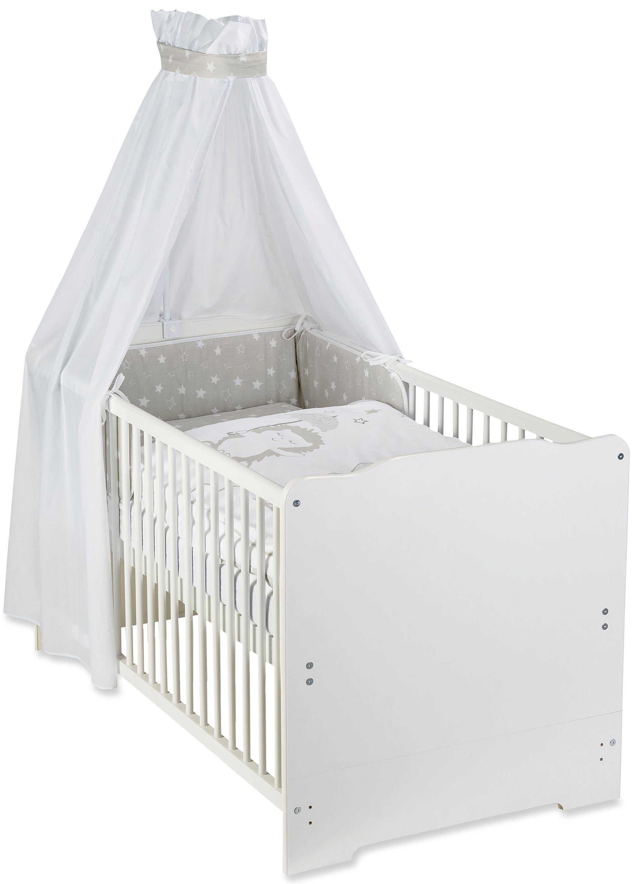 Baby Bettset Bett Haus Deko 120x60 Bettwäsche Nestchen Kissen Bettdecke WEIß LUX 