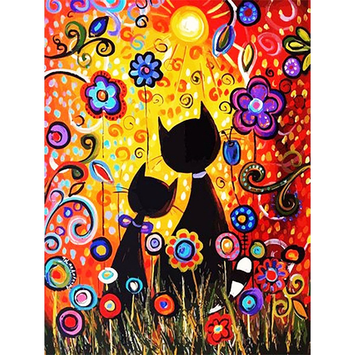 Pracht Kreativset PRACHT Diamond Painting Katzen mit Blumen 30x40cm