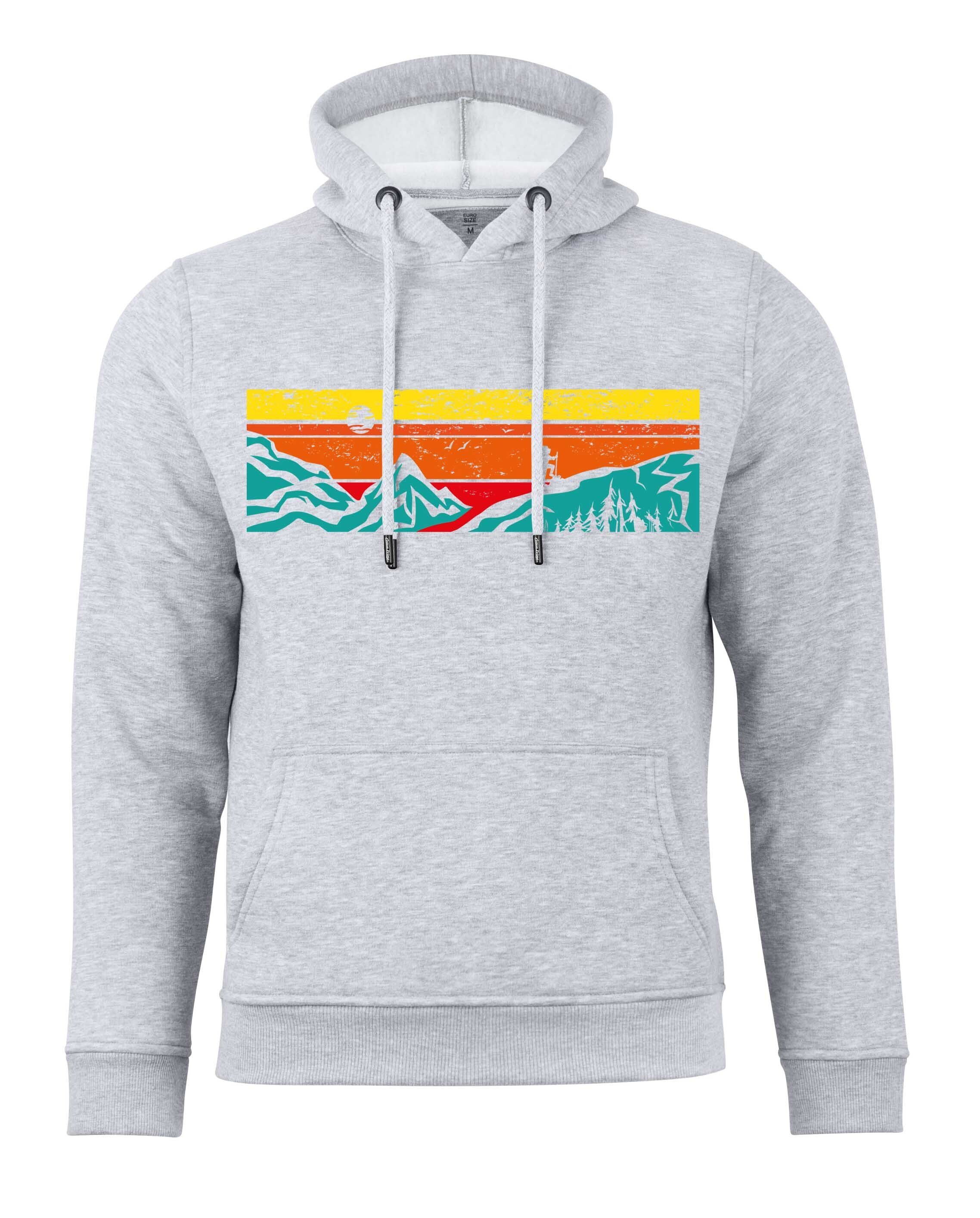 Cotton Prime® Hoodie mit Bergen - Lets Hiking mit weichem Innenfleece Grau | Sweatshirts