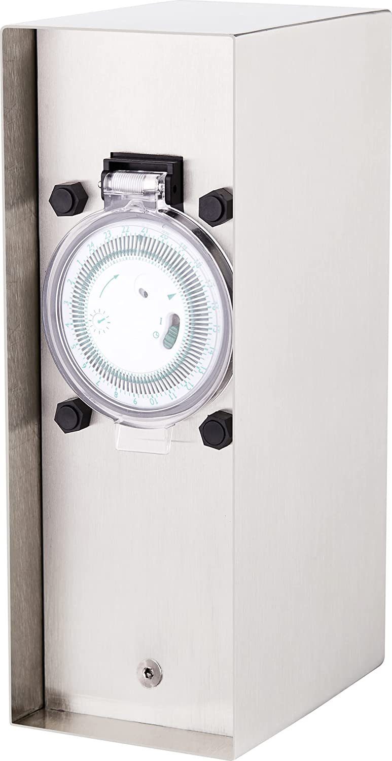 BOLD Gartensteckdose ORIO, integrierte Zeitschaltuhr, 2-fach Stecker, Wasserdicht nach IP44