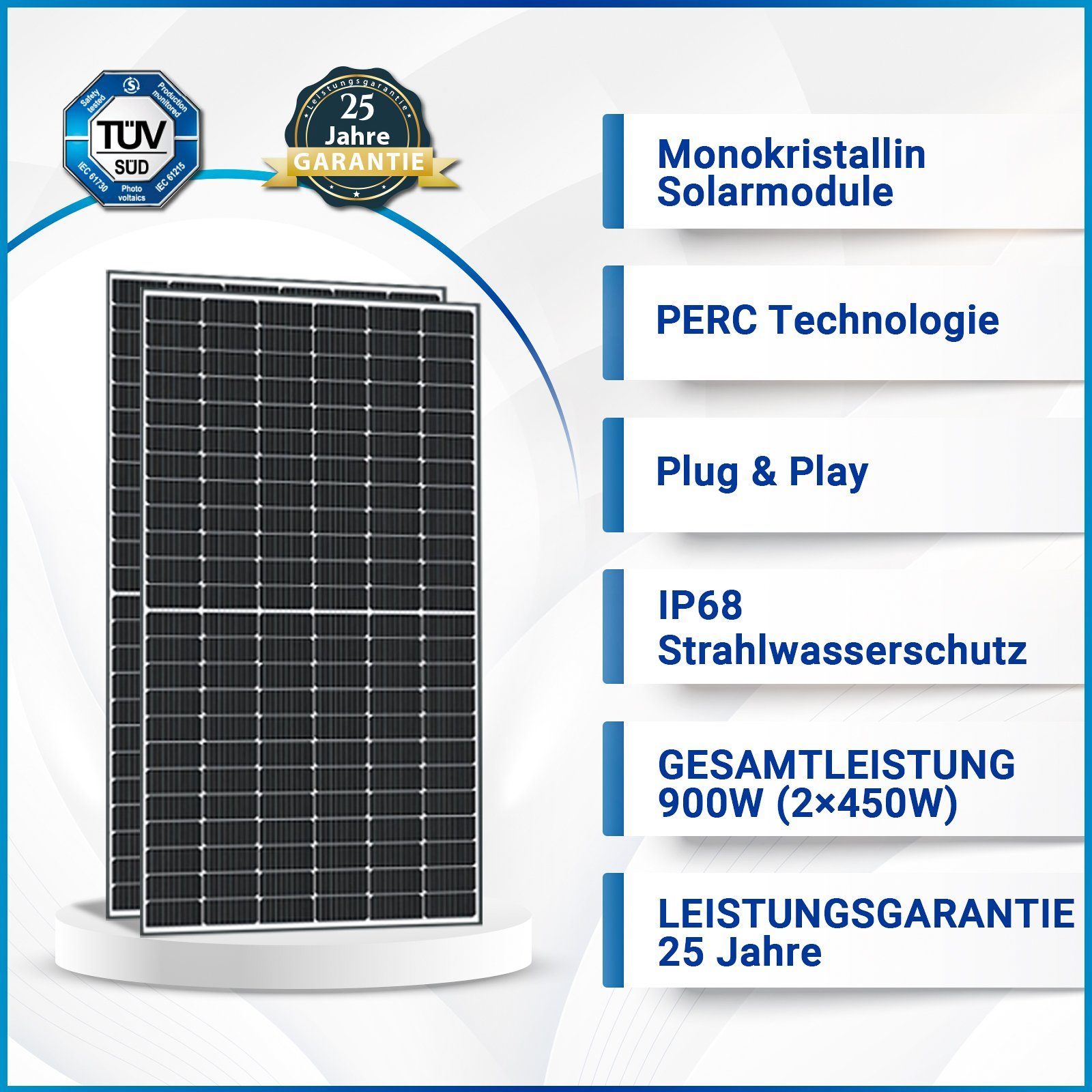 10m Solarmodule, NEP und Balkonkraftwerk etm Schuckostecker SOLAR-HOOK Komplettset 450W 800W WIFI 900W mit Wechselrichter Solaranlage