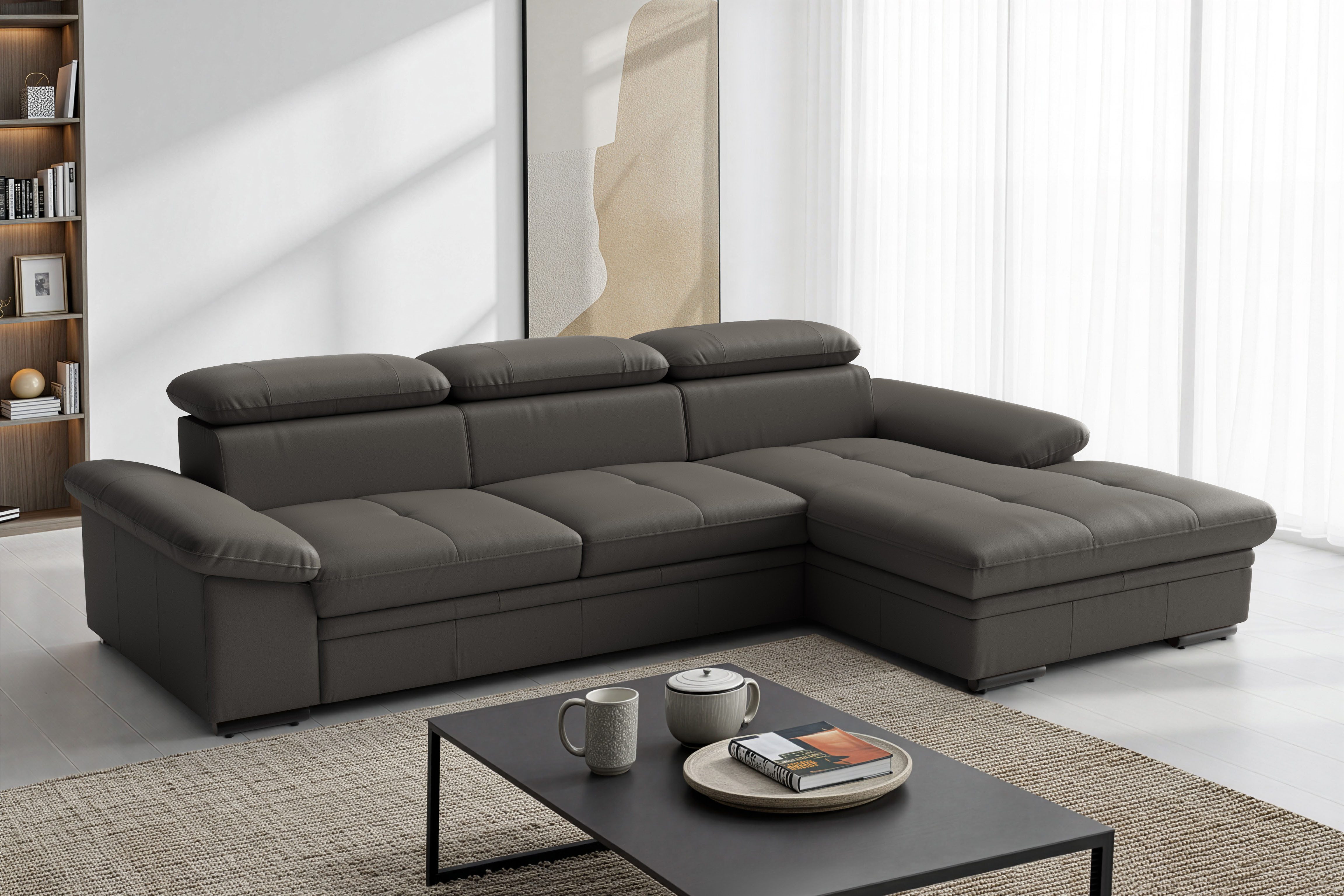 sit&more Ecksofa Viola L-Form, B: 260 cm, Arm- & Kopfteilverstellung, optional Schlaffunktion, Sofa mit Komfortsitz in Leder