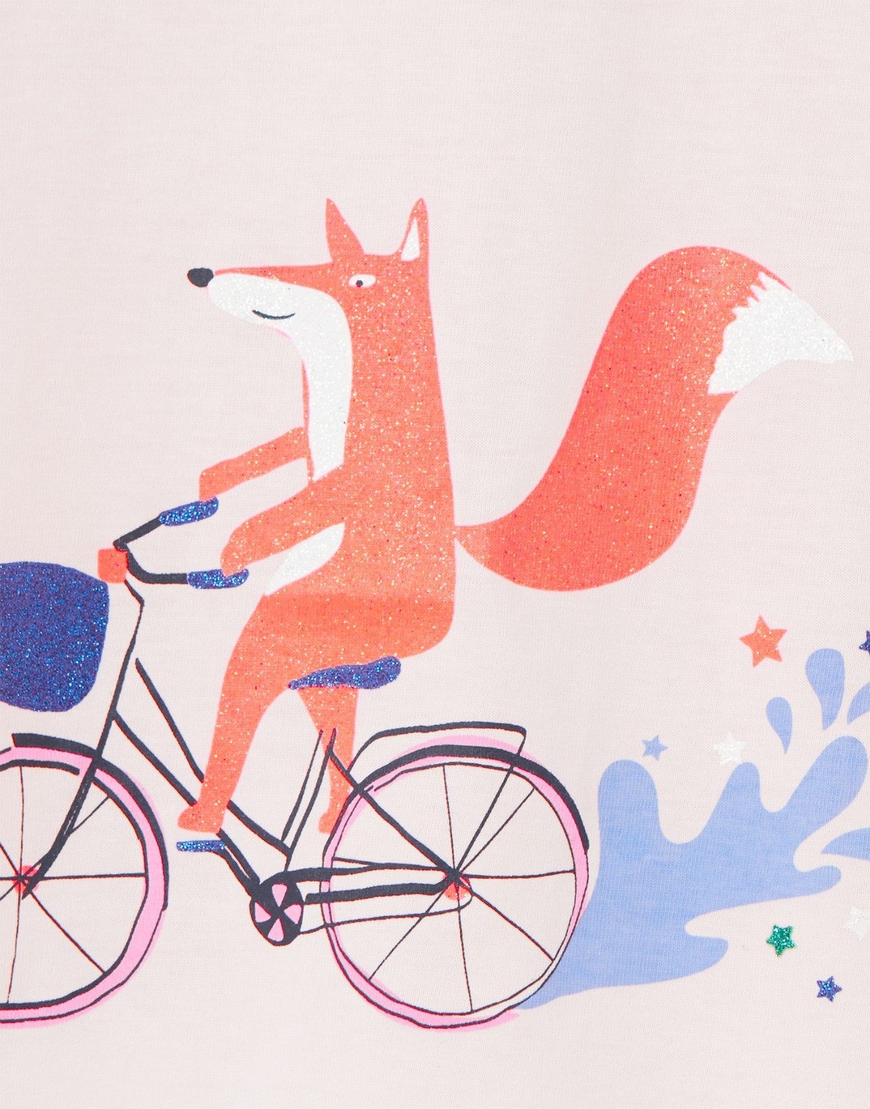 Tom Joule Print-Shirt Tom Joule T-Shirt Pixie Fuchs rosa neon glitzernd auf dem Fahrrad