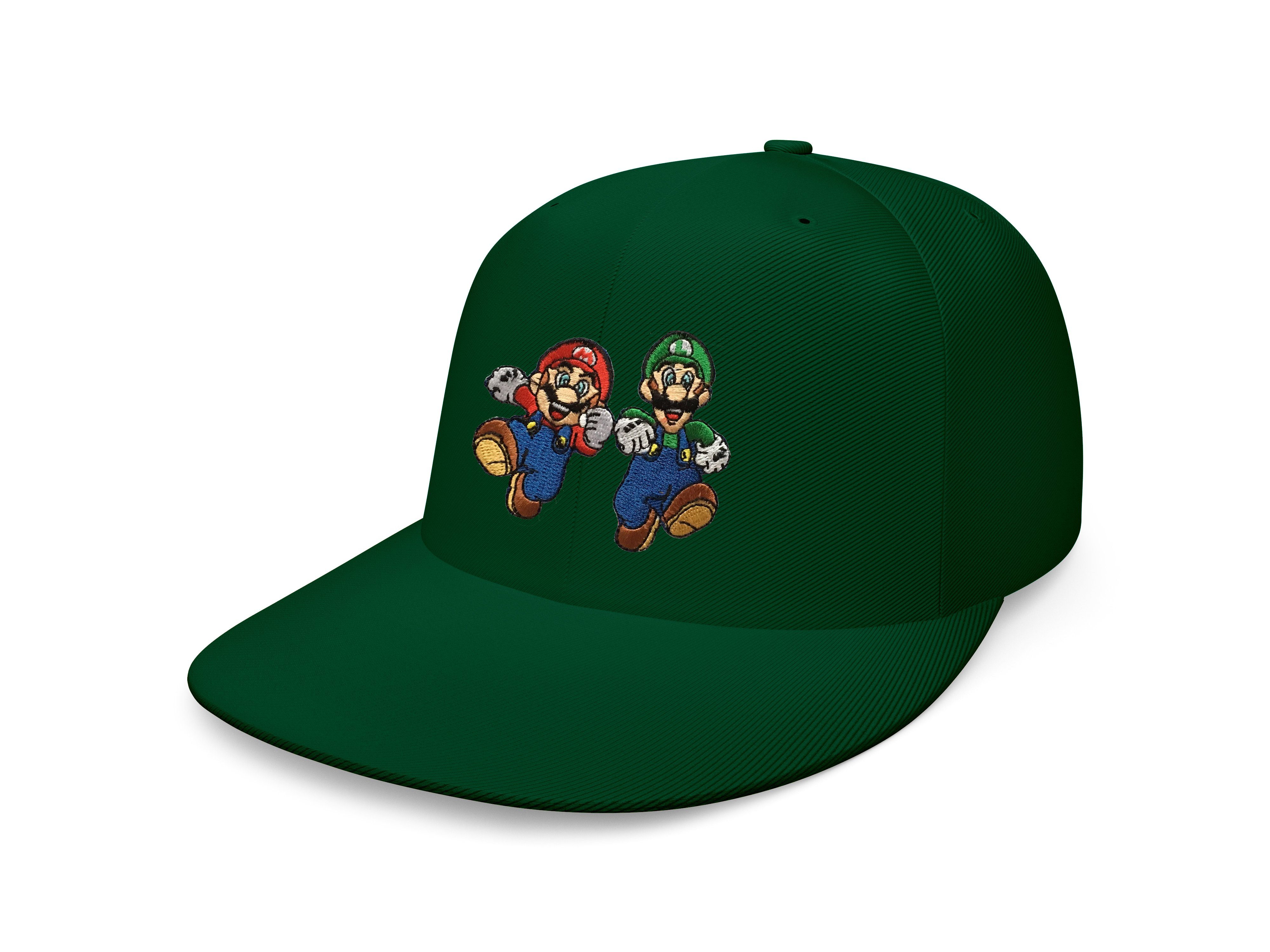 Blondie & Brownie Snapback Cap Unisex Erwachsene Mario und Luigi Stick Patch Super Nintendo One Size Flaschengrün