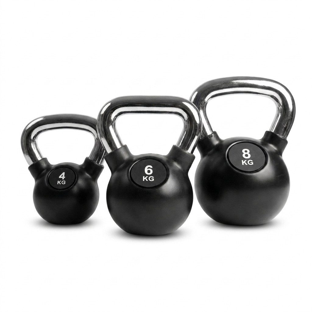 Black Snake Kettlebell Chrom Kugelhantel-Set für Kraft- & Ganzkörpertraining zuhause & Studio, (Set, 4/6/8 kg), bodenschonend gummiert, verchromter Griff, Einsteiger bis Profi