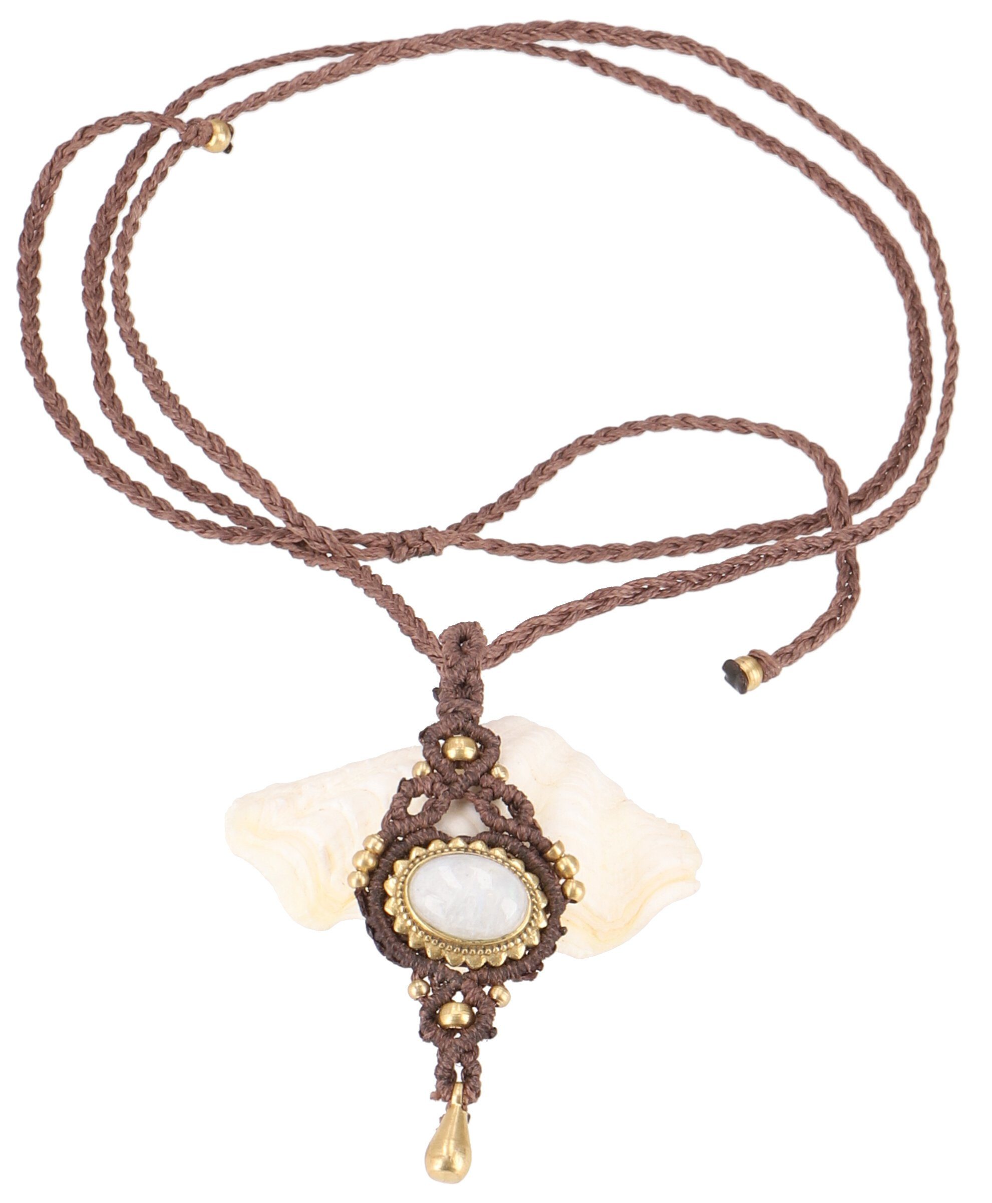 Guru-Shop Perlenkette Boho Makramee Halskette, Unikat Elfenschmuck,..