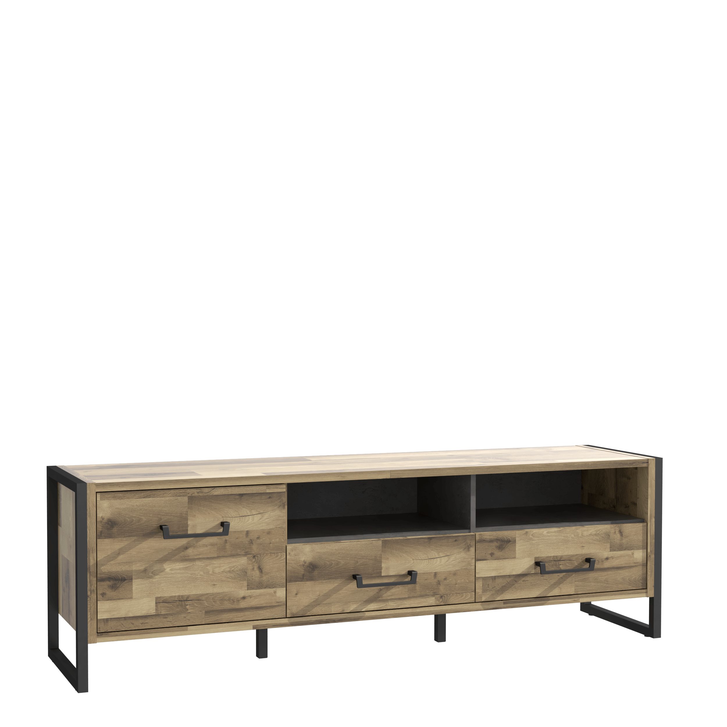Newroom Lowboard Carmen, TV Lowboard Stabeiche und Betonoptik Modern TV Schrank Fernsehtisch
