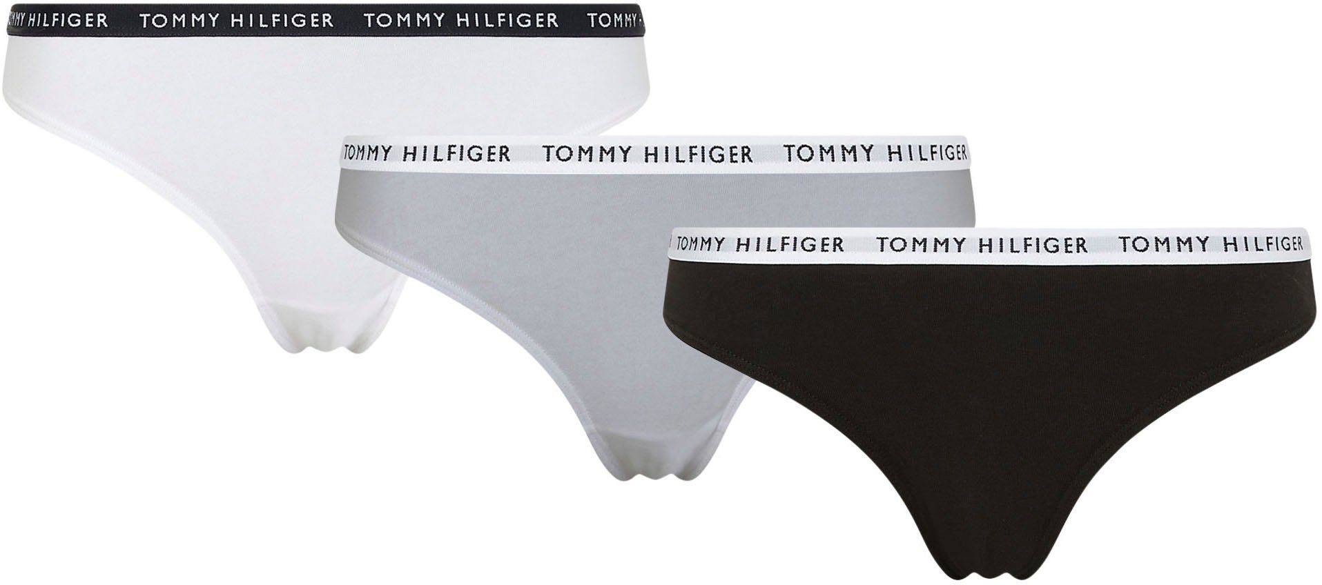Tommy Hilfiger white (3-St) Bikinislip Logobündchen / mit htr grey schmalem / Underwear medium black