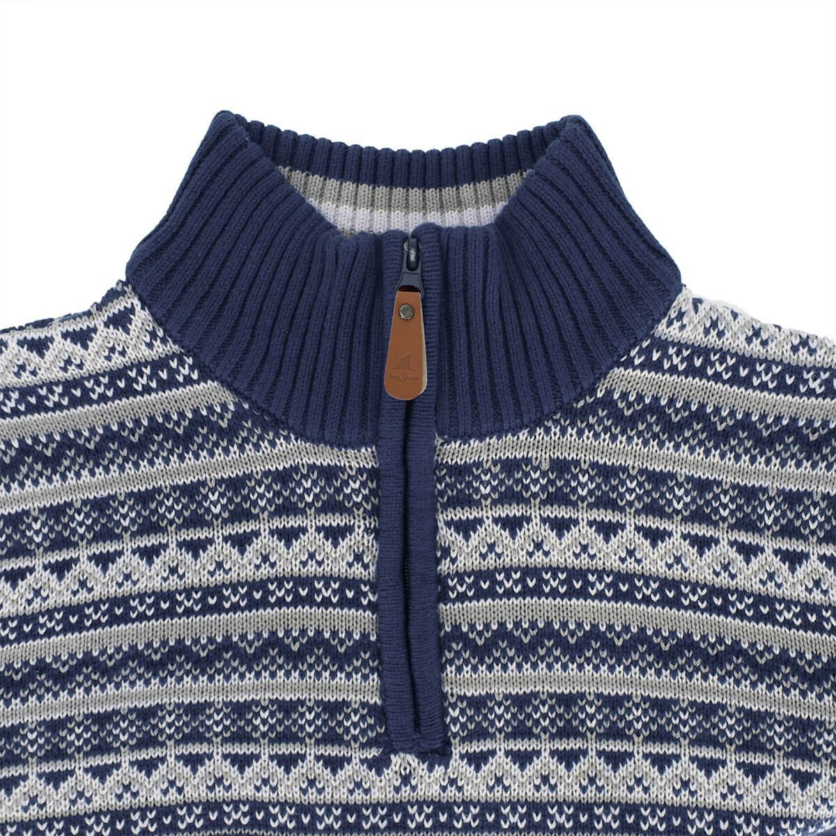 tomBrook Norwegerpullover Herren Troyer Norweger-Strick-Muster - Strickpullover Troyer-Kragen Pullover aus Baumwolle - atmungsaktiv, hautfreundlich & pflegeleicht