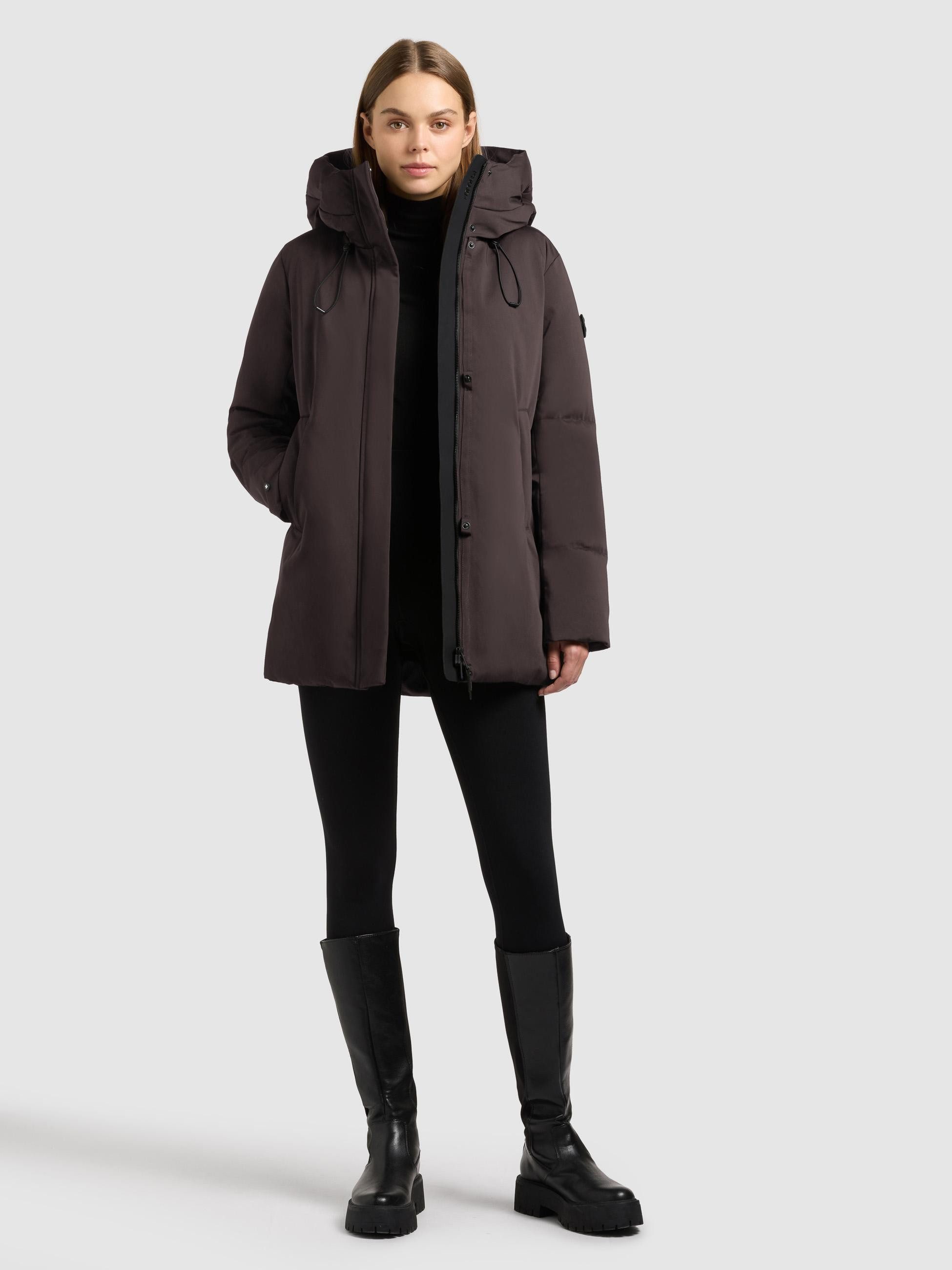 khujo Kurzmantel Allap Warmer Damen Mantel mit innenliegenden Rucksack-Trägern