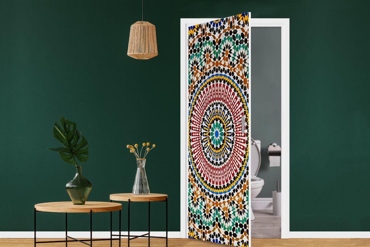 cm von (1 Mosaiks Türaufkleber, marokkanischen oben, Matt, bedruckt, St), für 75x205 Türtapete MuchoWow Tür, Fototapete eines Ansicht