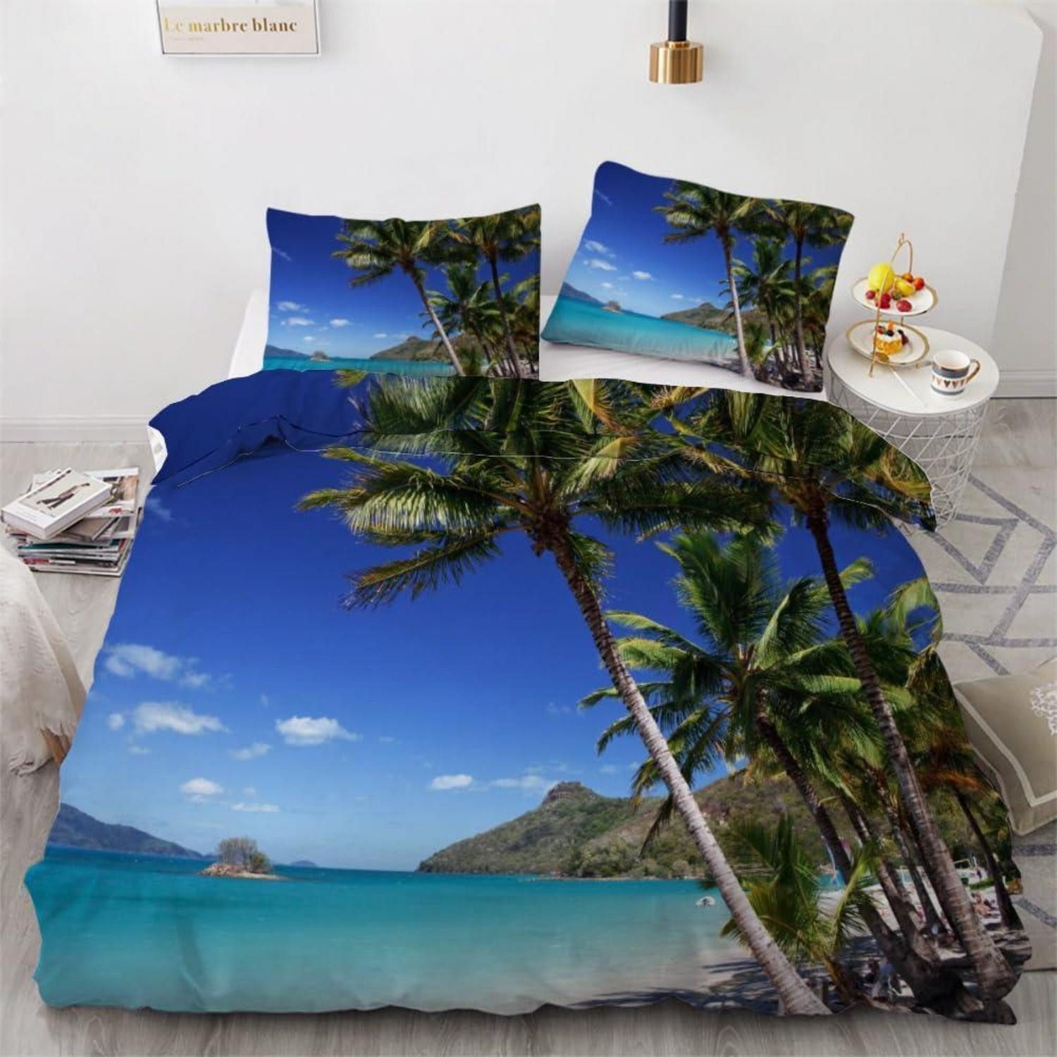 LuxusKollektion Kinderbettwäsche Bettwäsche Palme 4-tlg 135x200cm 3D Mikrofaser, 4 teilig