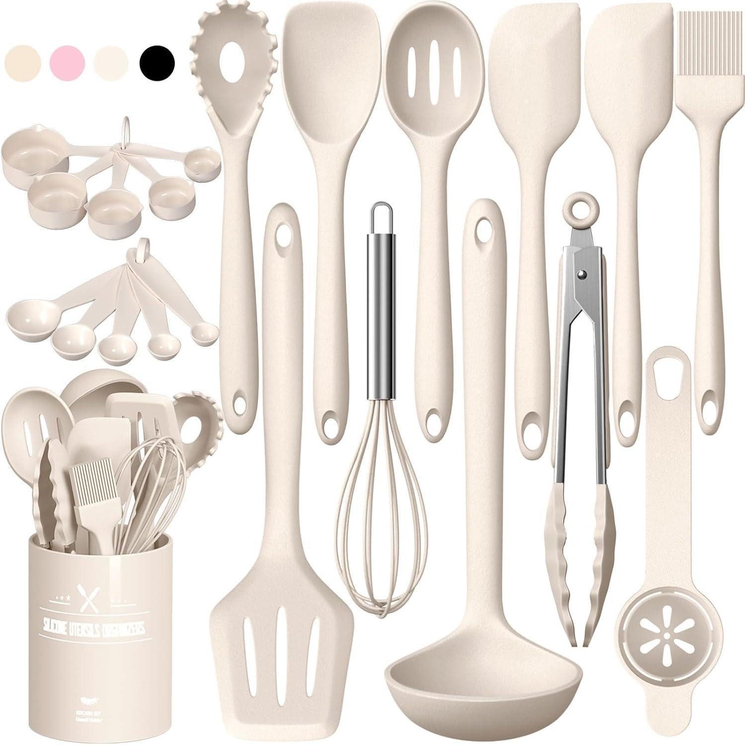 Terlulu Kochbesteck-Set 22-teiliges Silikon Küchenutensilien Set mit Utensilienhalter