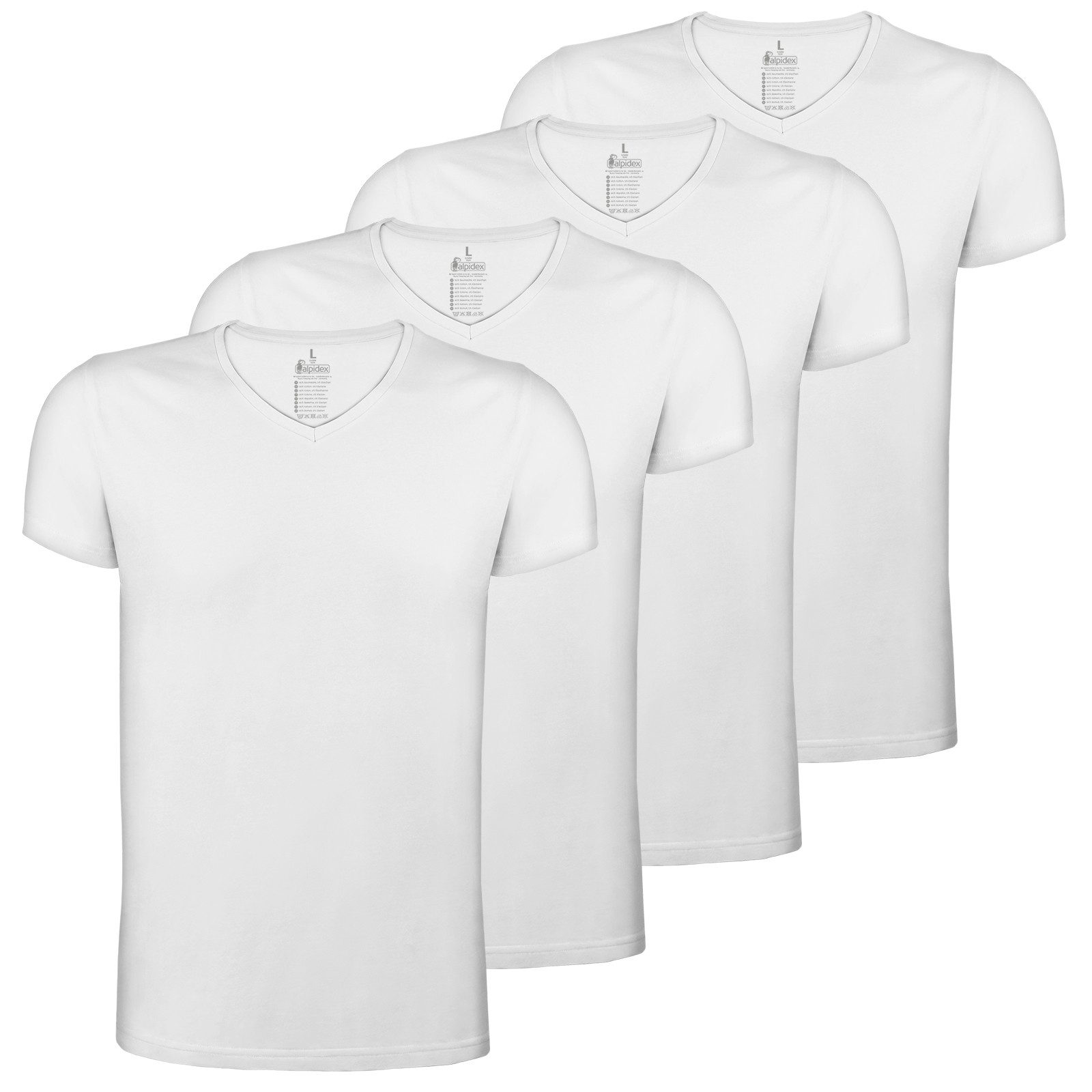 V-Shirt ALPIDEX Herren T-Shirts 4er Set Unterhemd Kurzarm Stretch V-Ausschnitt