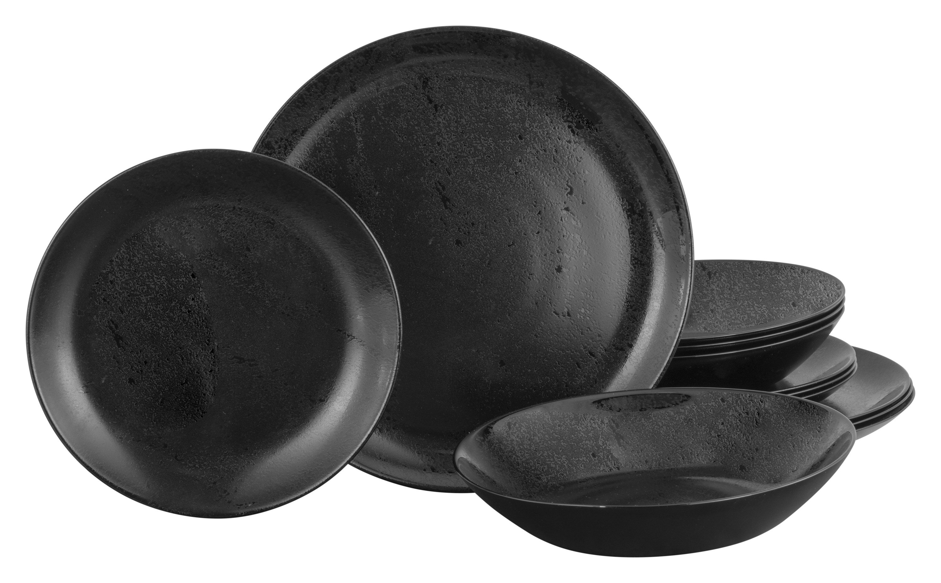 CreaTable Tafelservice Diana Schwarz (12-tlg), 4 Personen, Glas