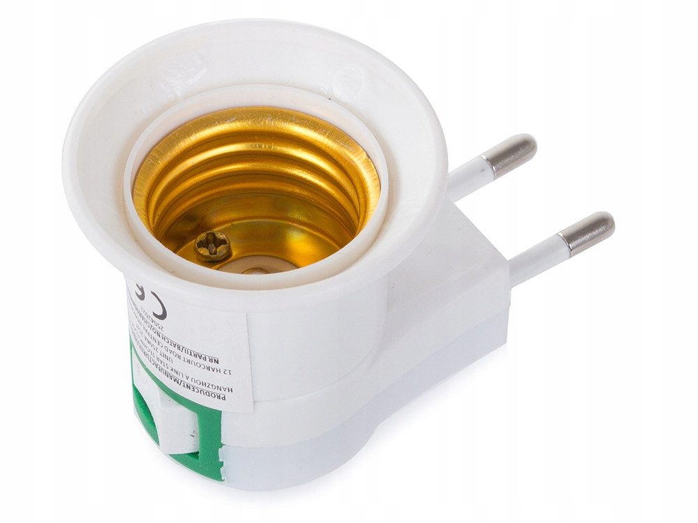 VERK GROUP Steckdosenschalter E27 Steckdosenadapter mit Schalter 230V Lampenfassung Weiß, 1-St., E27-Fassung mit Schalter, Direkter Steckdosenanschluss